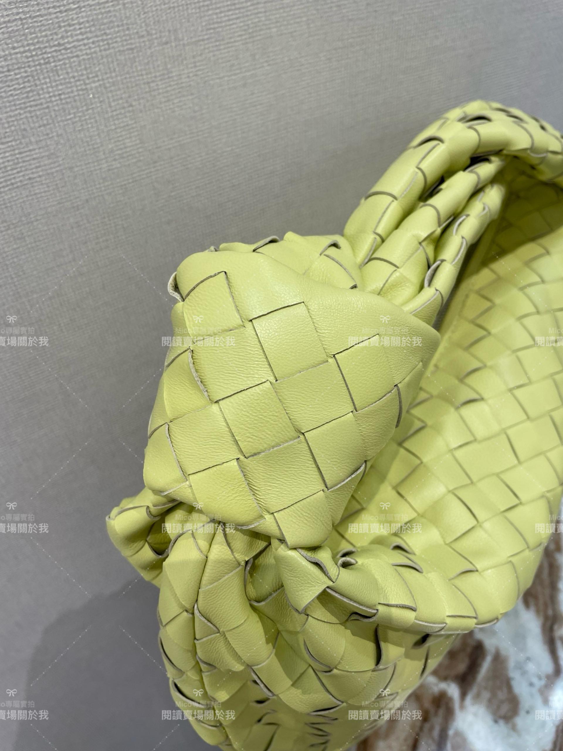 BV BOTTEGA VENETA 螢光黃 Teen Jodie Bag 中號/36cm 小羊皮編織包/打結包/手提包