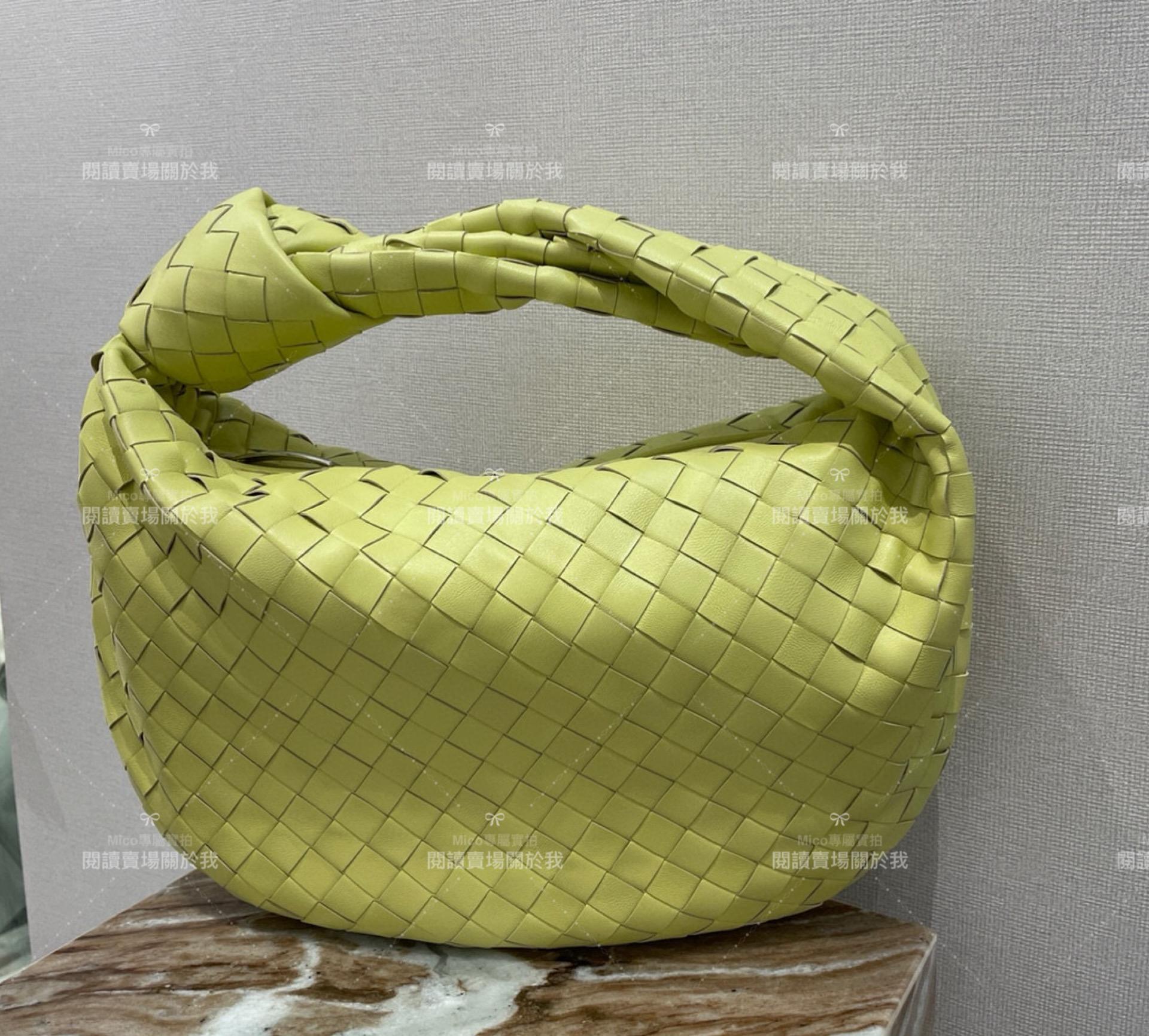 BV BOTTEGA VENETA 螢光黃 Teen Jodie Bag 中號/36cm 小羊皮編織包/打結包/手提包