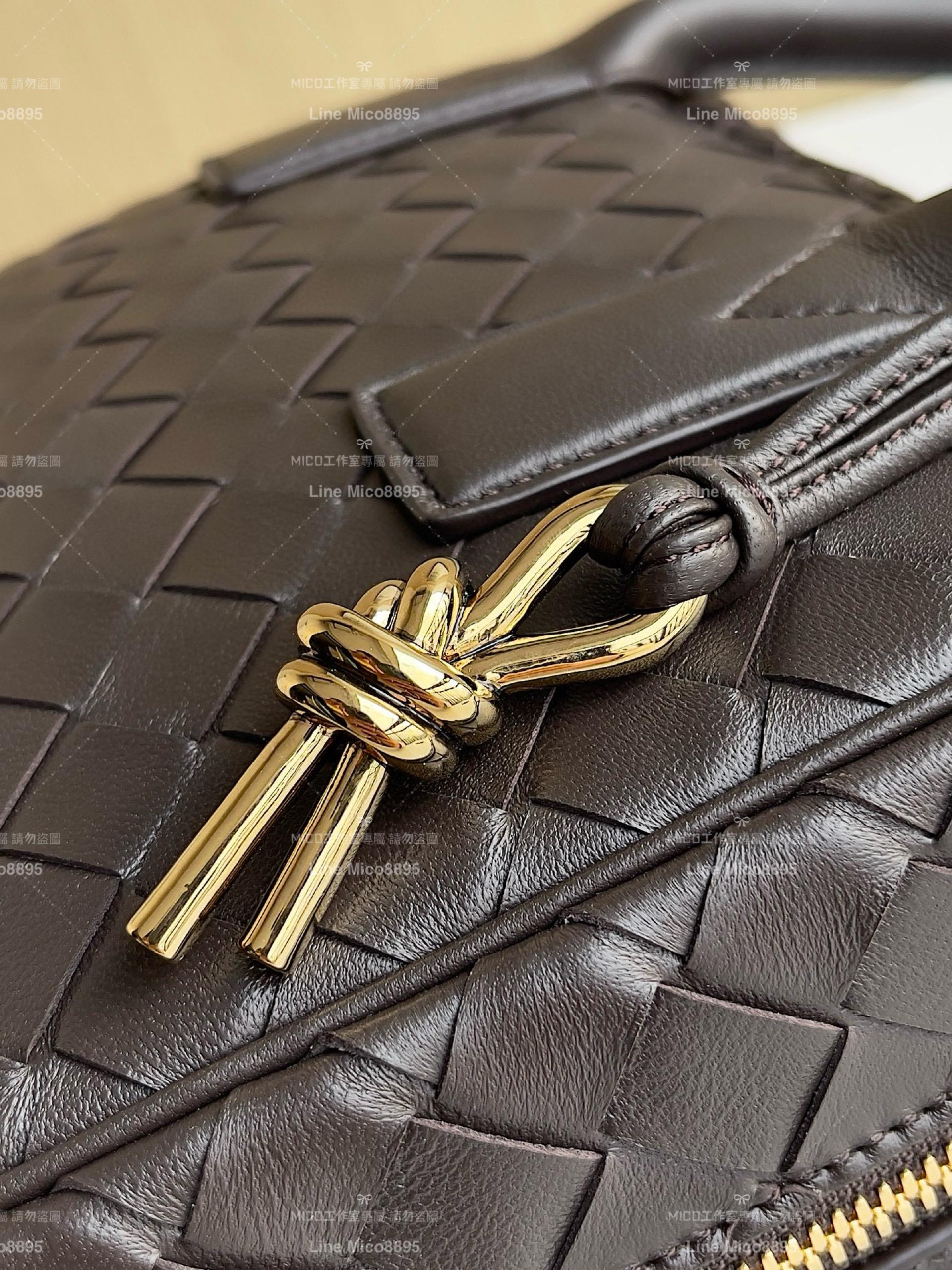 Bottega Veneta 新款 巧克力棕 Small Getaway小號羊皮編織手提袋 23.5cm