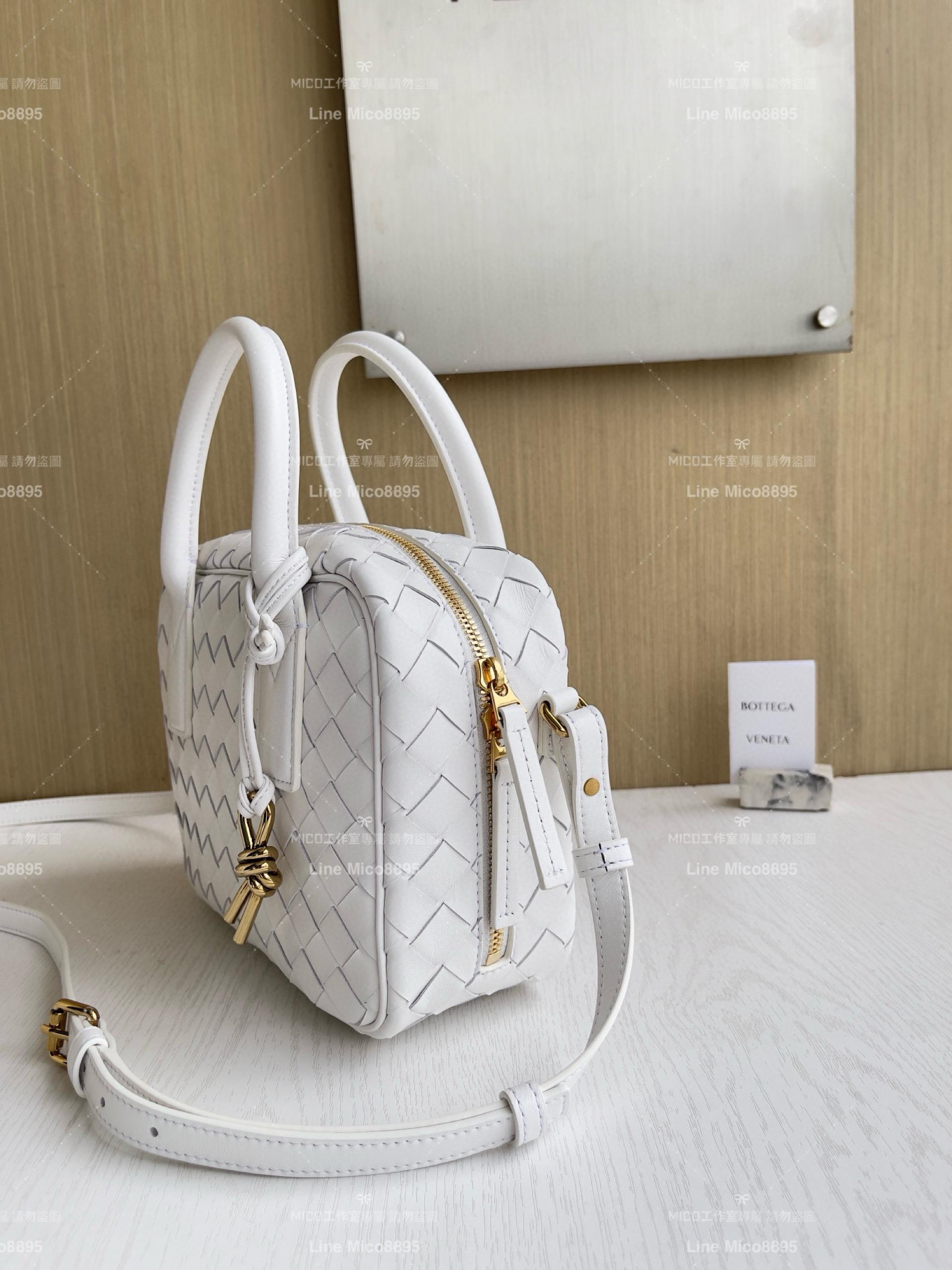 Bottega Veneta 白色 Small Getaway小號羊皮編織手提袋 23.5cm