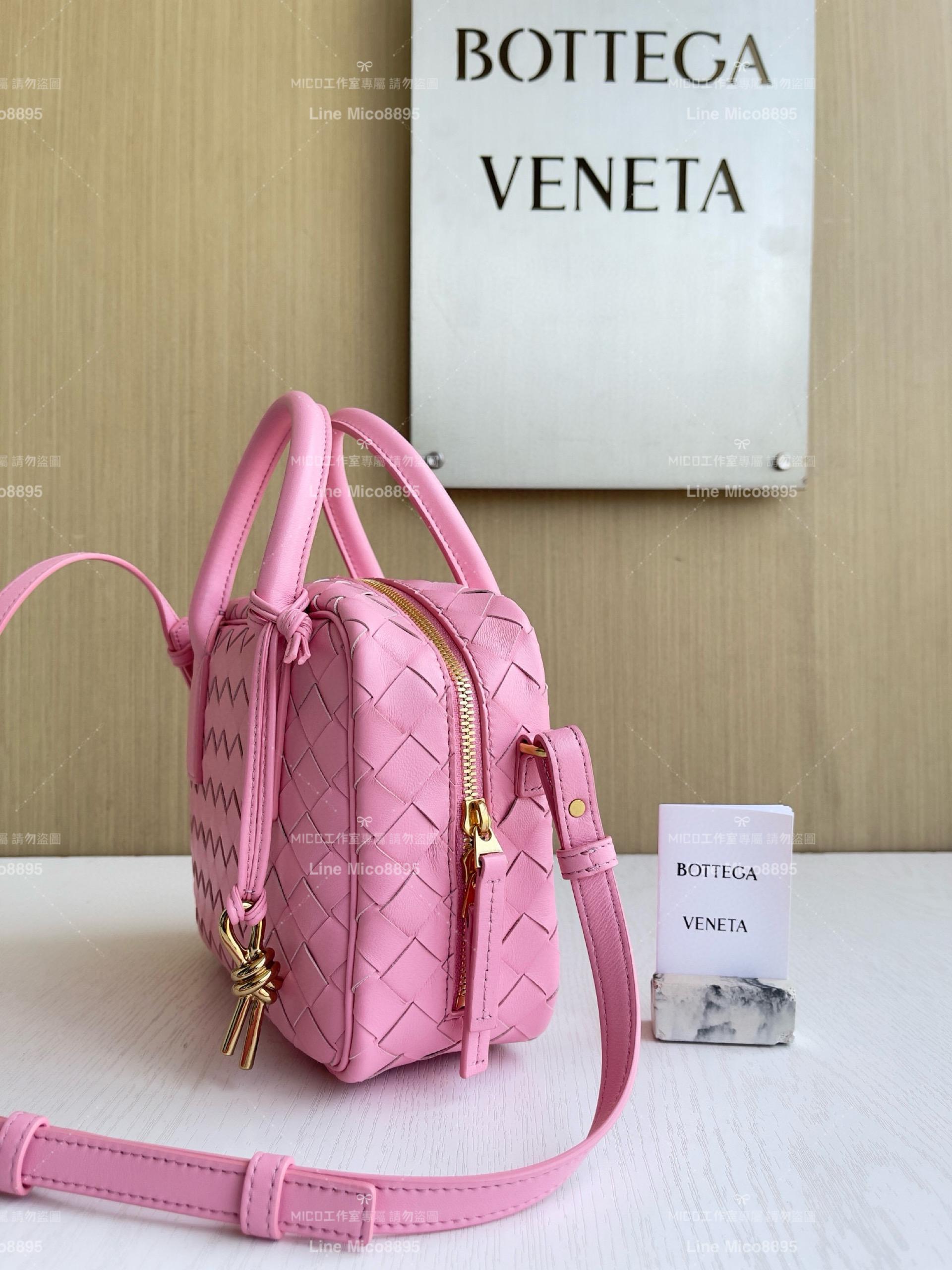 Bottega Veneta 絲帶粉 Small Getaway小號羊皮編織手提袋 23.5cm