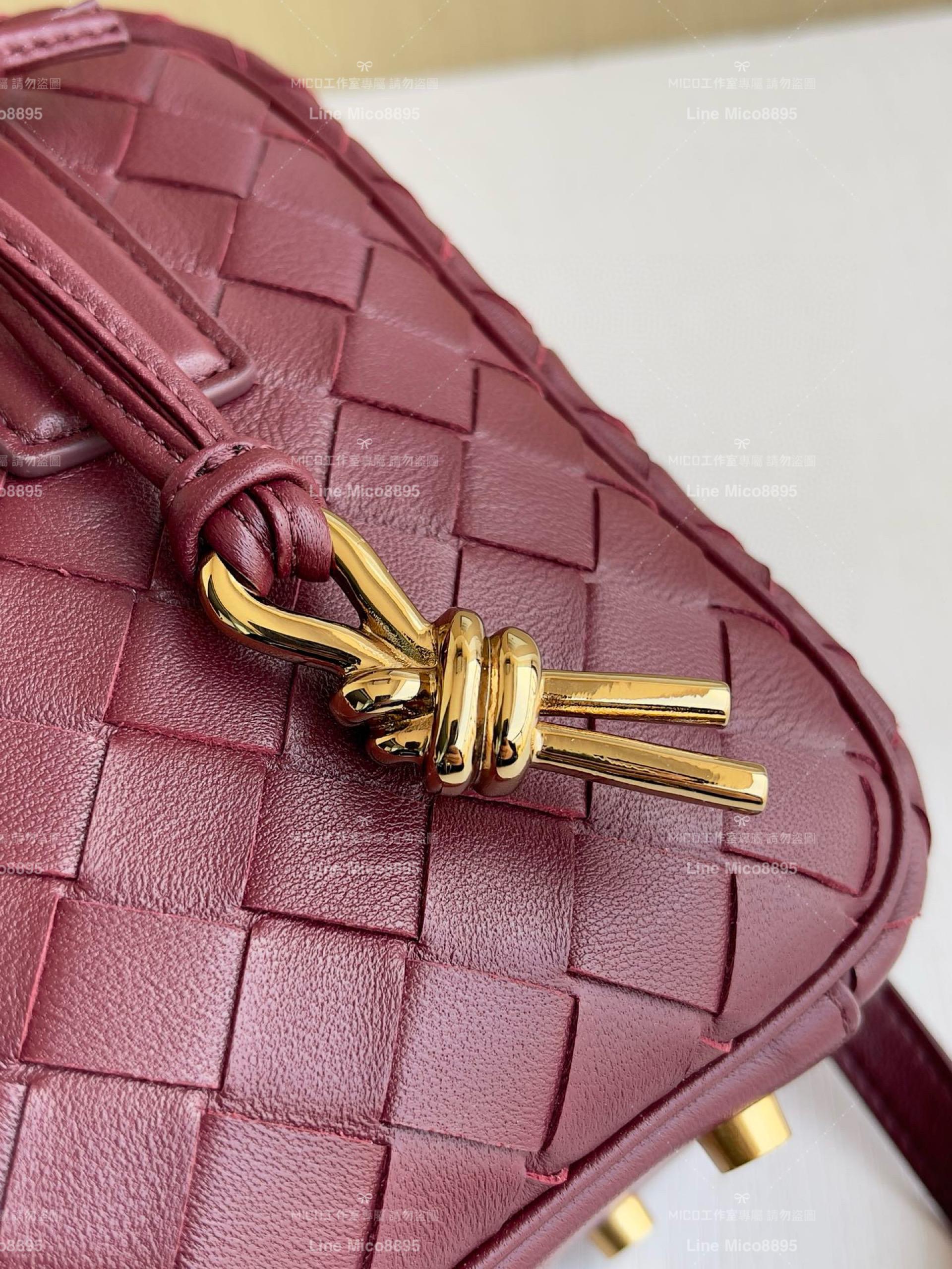 Bottega Veneta 酒紅 Small Getaway小號羊皮編織手提袋 23.5cm
