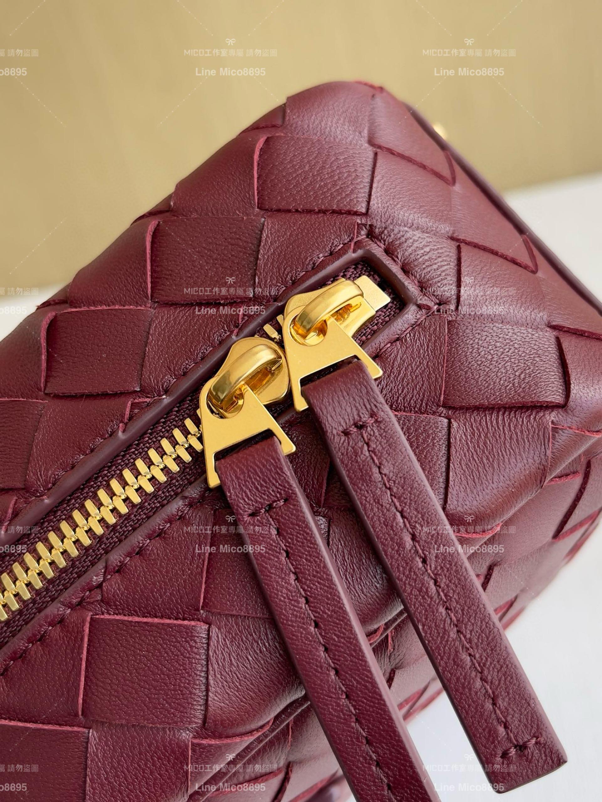 Bottega Veneta 酒紅 Small Getaway小號羊皮編織手提袋 23.5cm