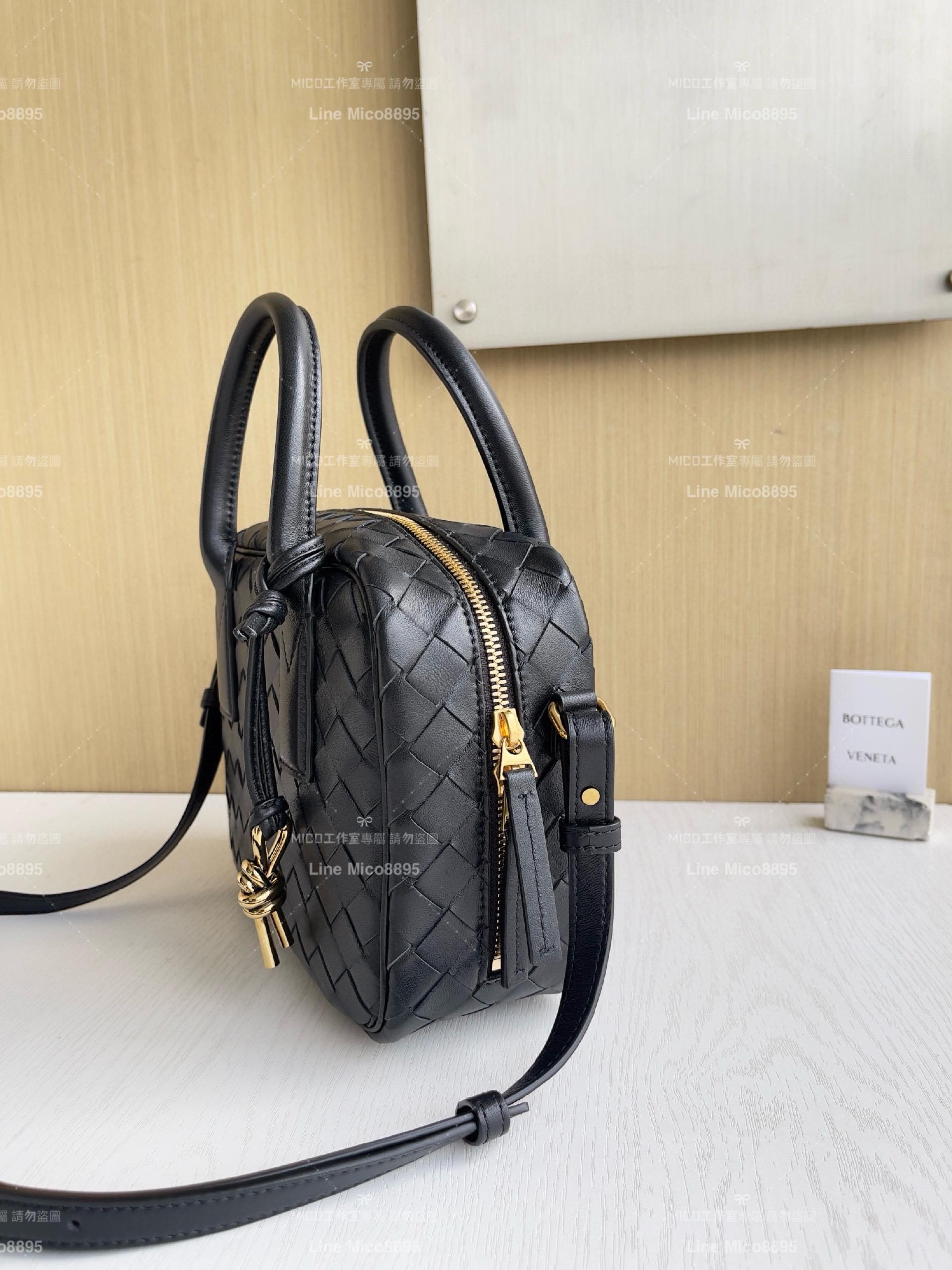 Bottega Veneta 黑色 Small Getaway小號羊皮編織手提袋 23.5cm