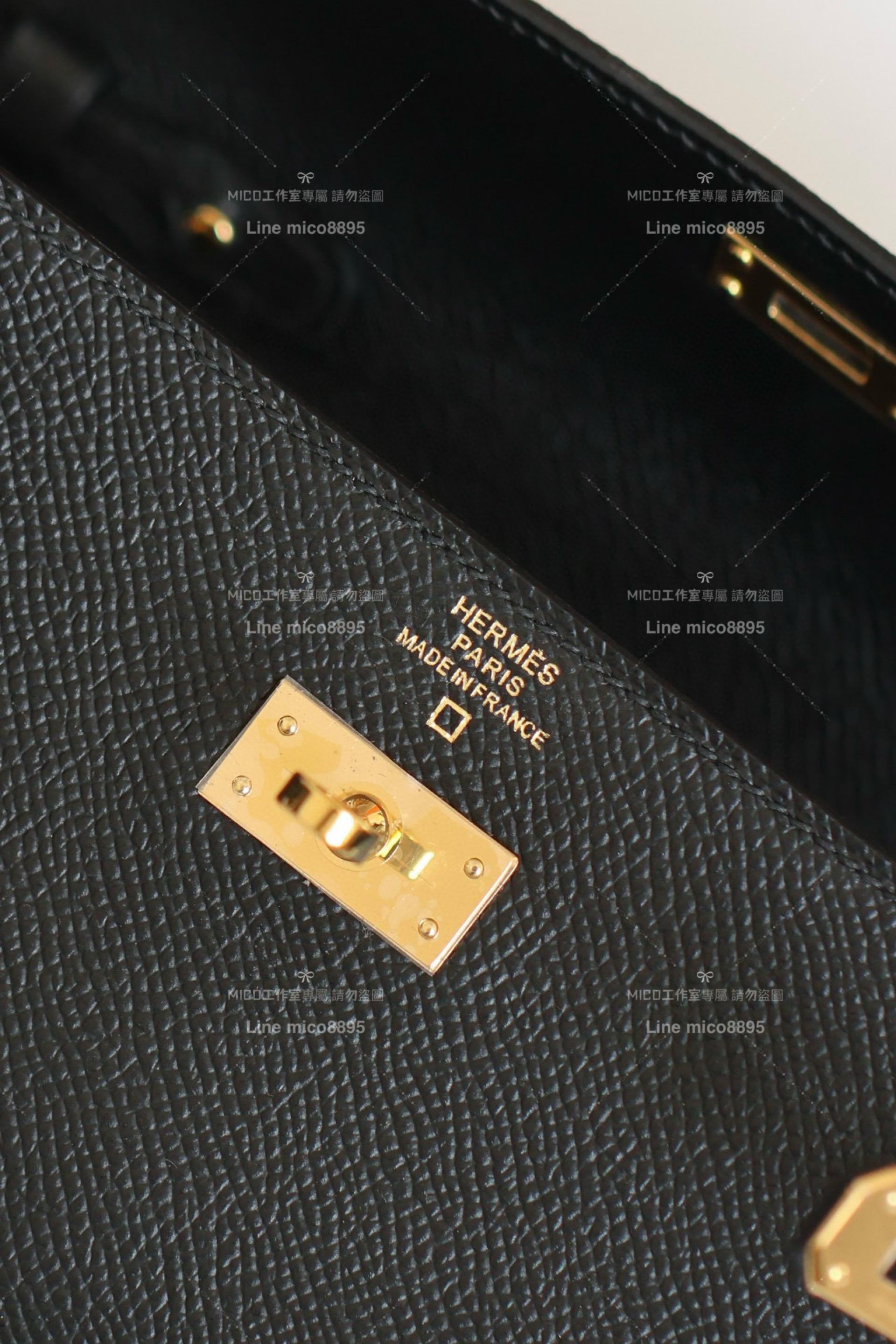 HERMES Kelly to go 亮面美洲鱷抽帶/CK89黑色/金 Epsom皮革 Kelly 長夾/斜背兩用包 WOC