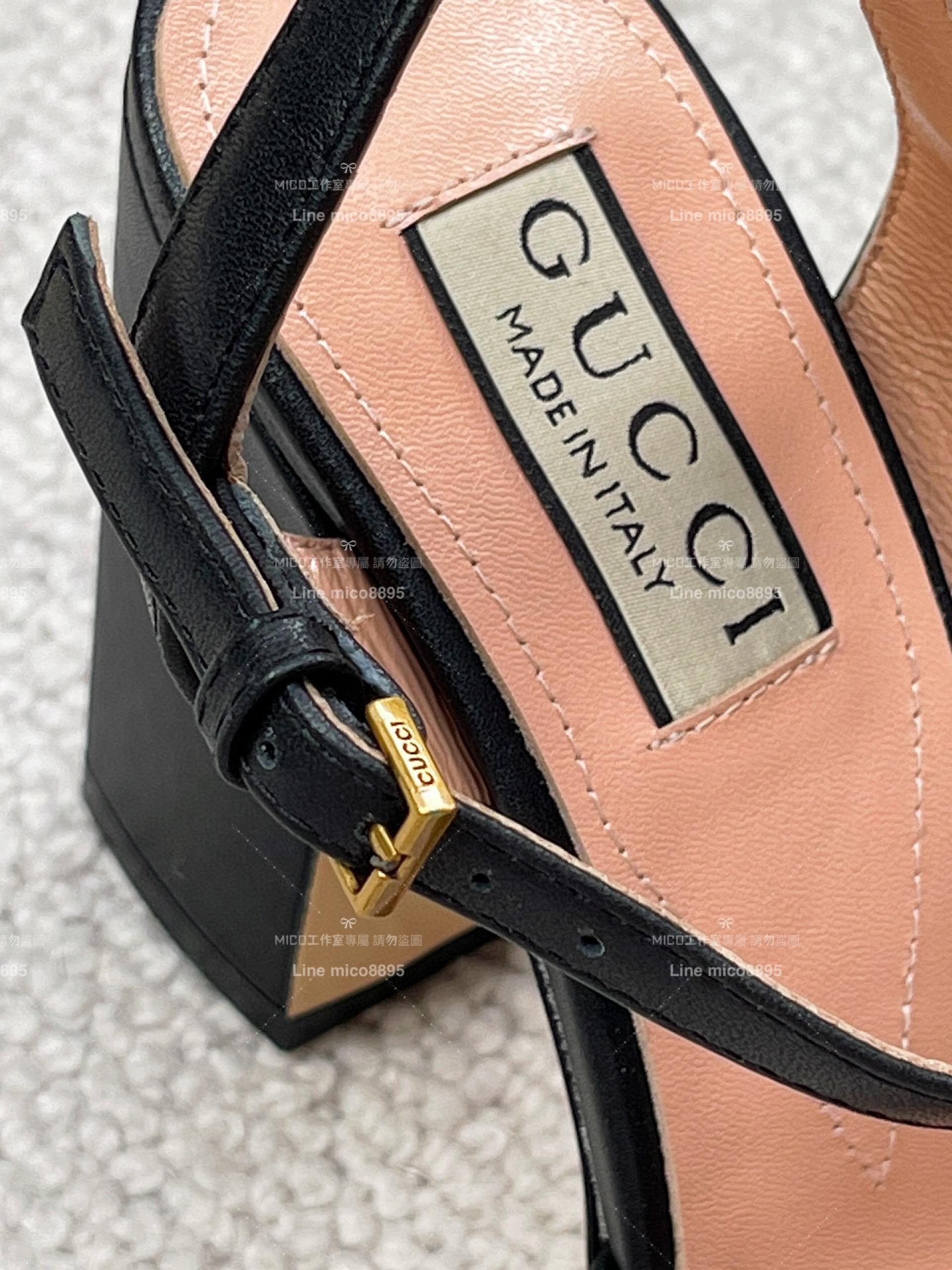 GUCCI 黑色 馬銜釦魚口高跟涼鞋 9.5cm 35-39