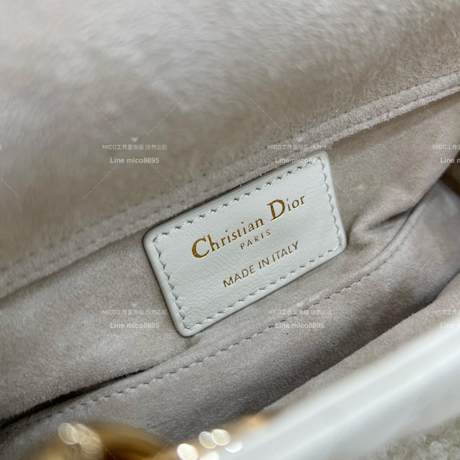 Dior 奶白色/羊皮 全鋼五金橫版黛妃包 LADY D-Joy dior 16cm