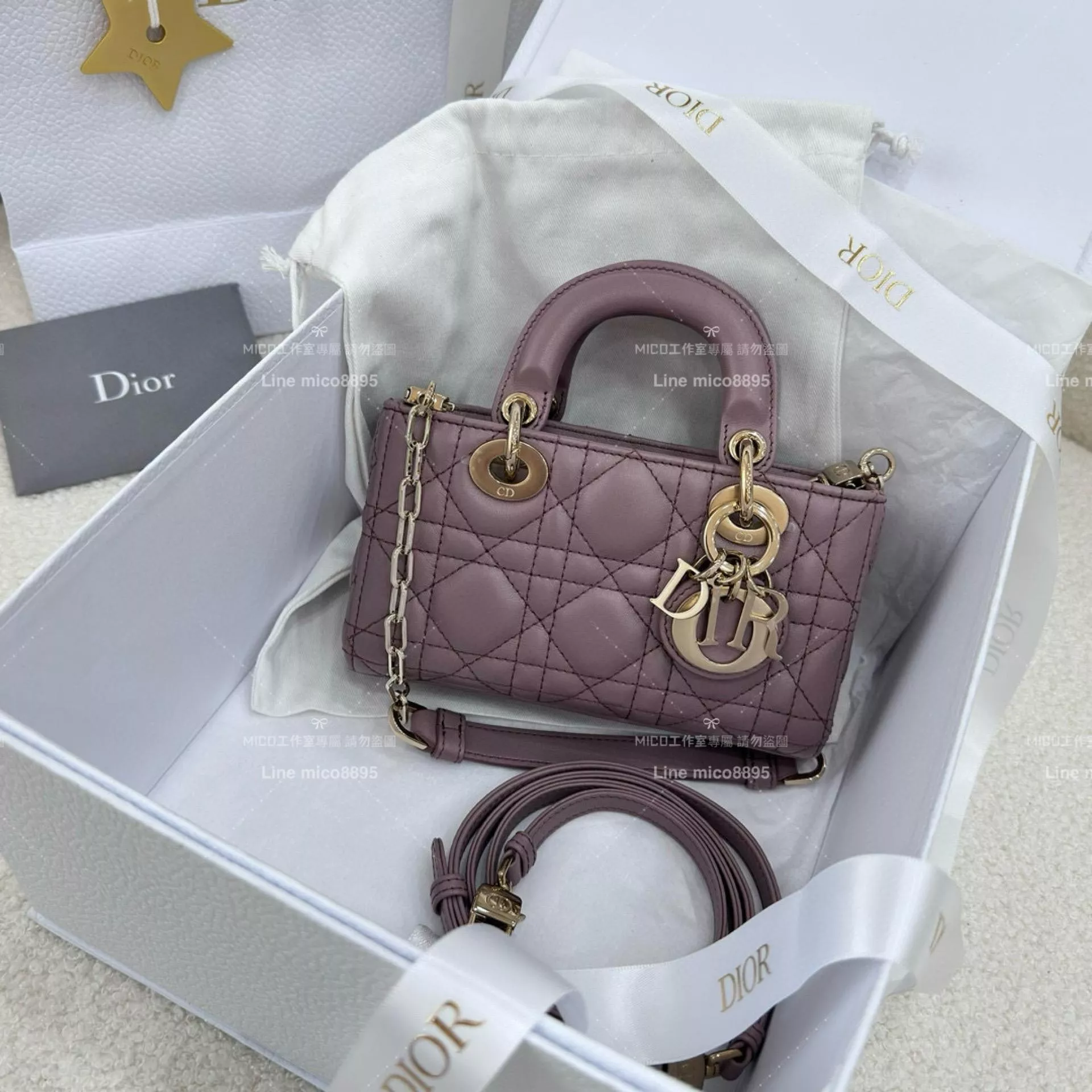 Dior 牡丹粉/羊皮 全鋼五金橫版黛妃包 LADY D-Joy dior 16cm