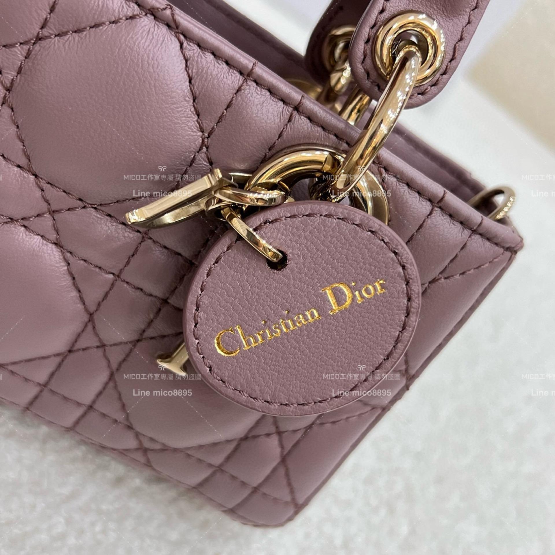 Dior 牡丹粉/羊皮 全鋼五金橫版黛妃包 LADY D-Joy dior 16cm