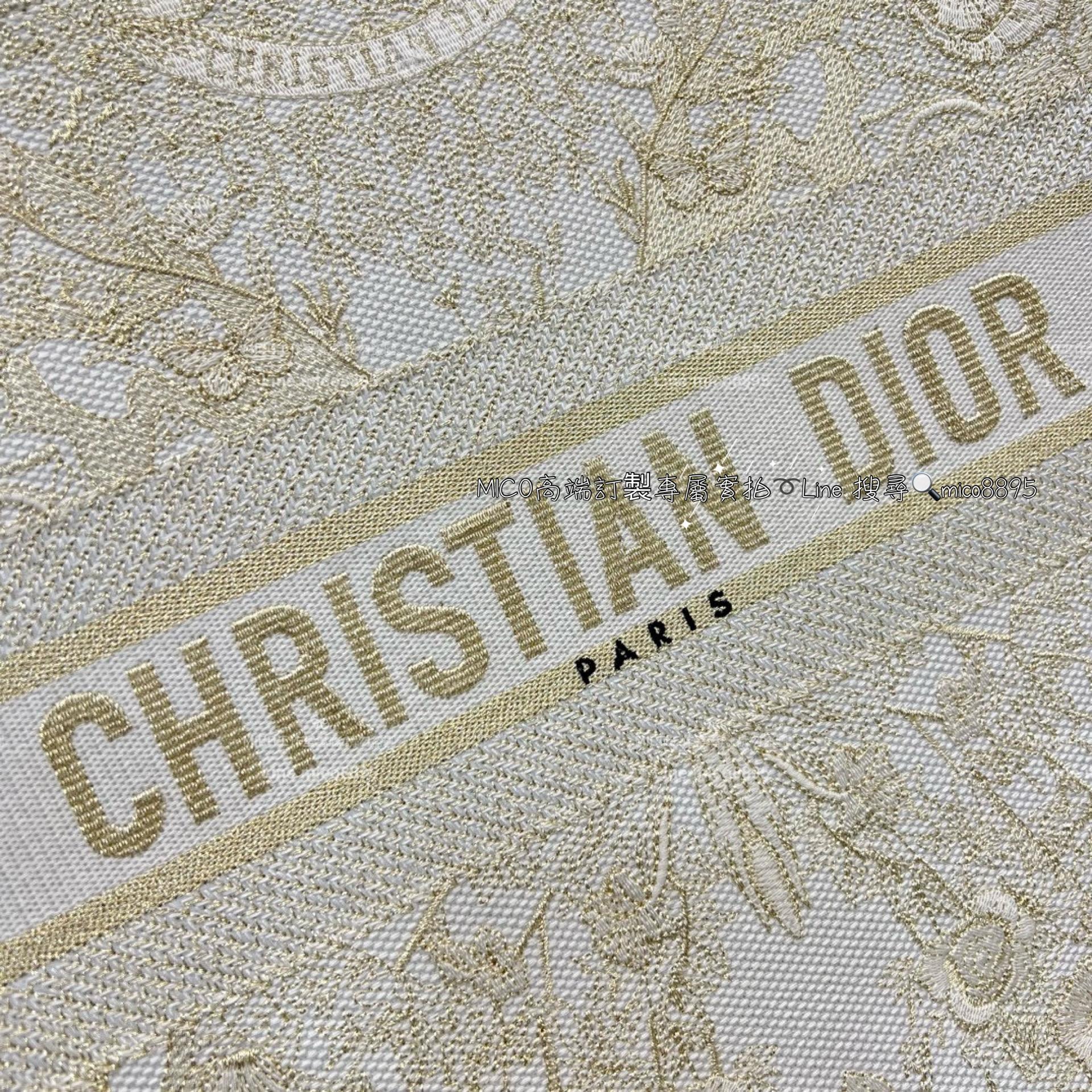 Dior 聖誕限定 大號 BookTote 白金地球刺繡手提包 42cm (體積較大無盒裝 有防塵袋提袋）