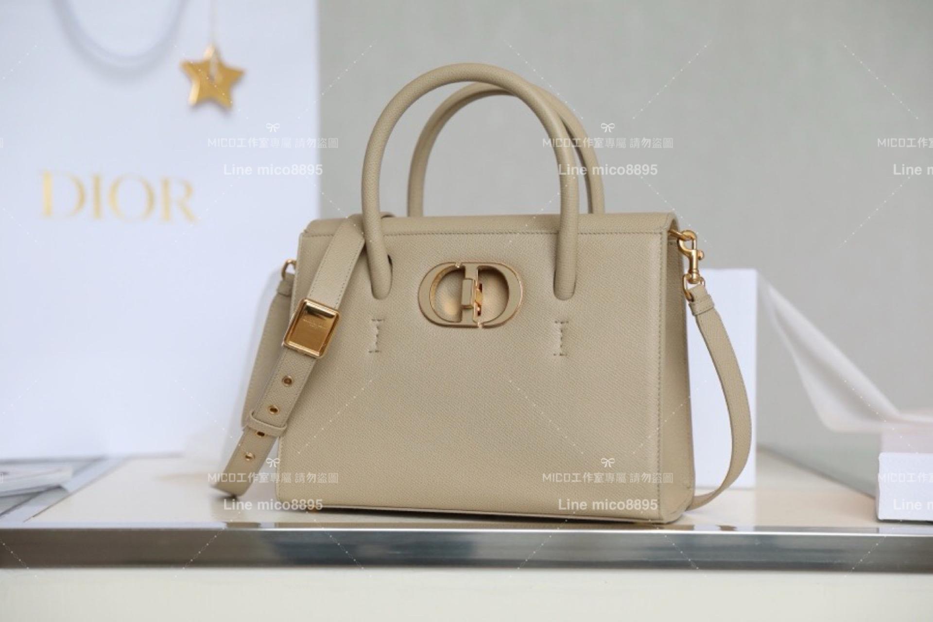 Dior 杏色 30 Montaigne手提包 公事包 可調節皮革肩背帶 25cm