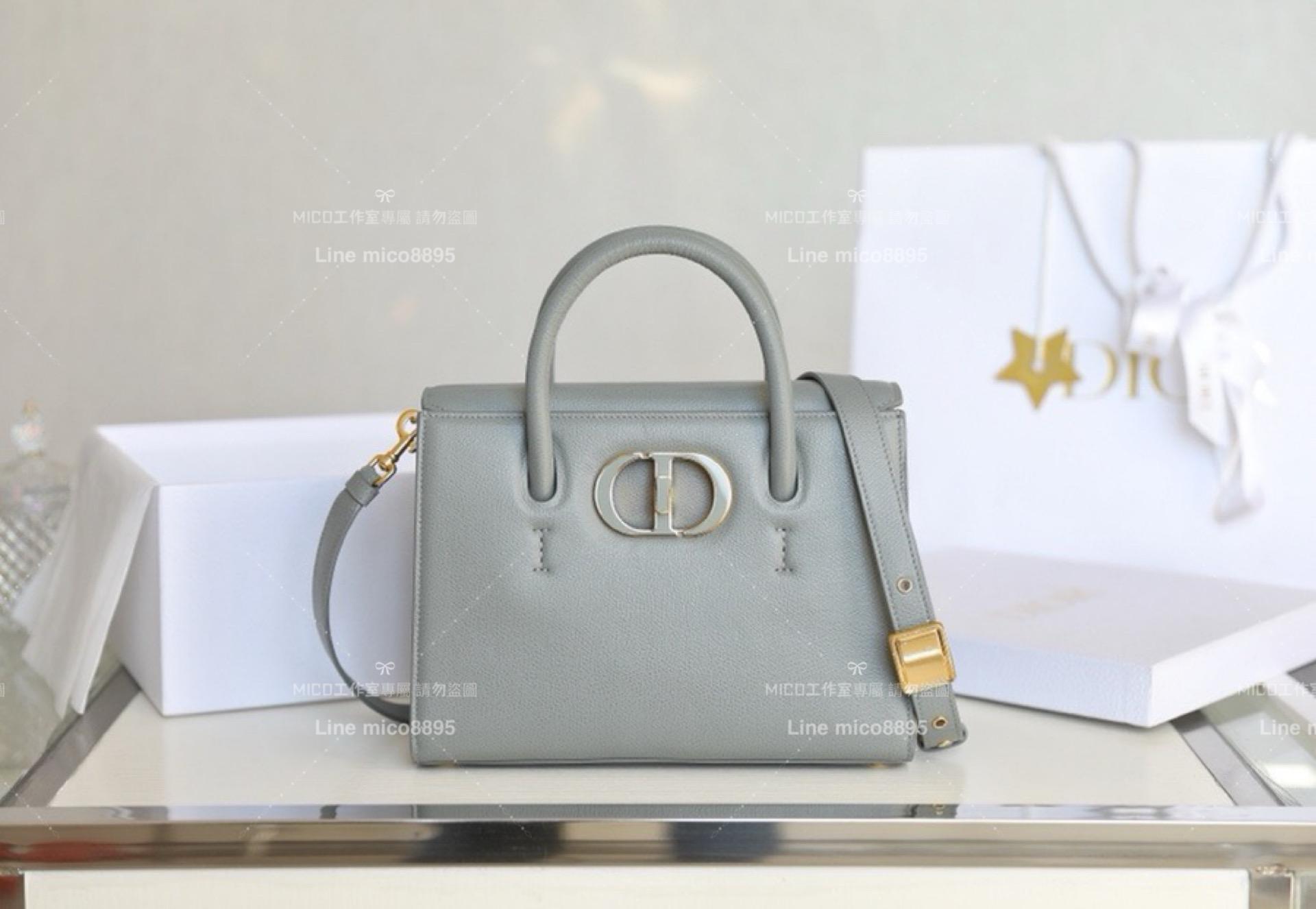 Dior 岩石灰 30Montaigne 蒙田包 手提包 公事包 可調節皮革肩背帶 25cm