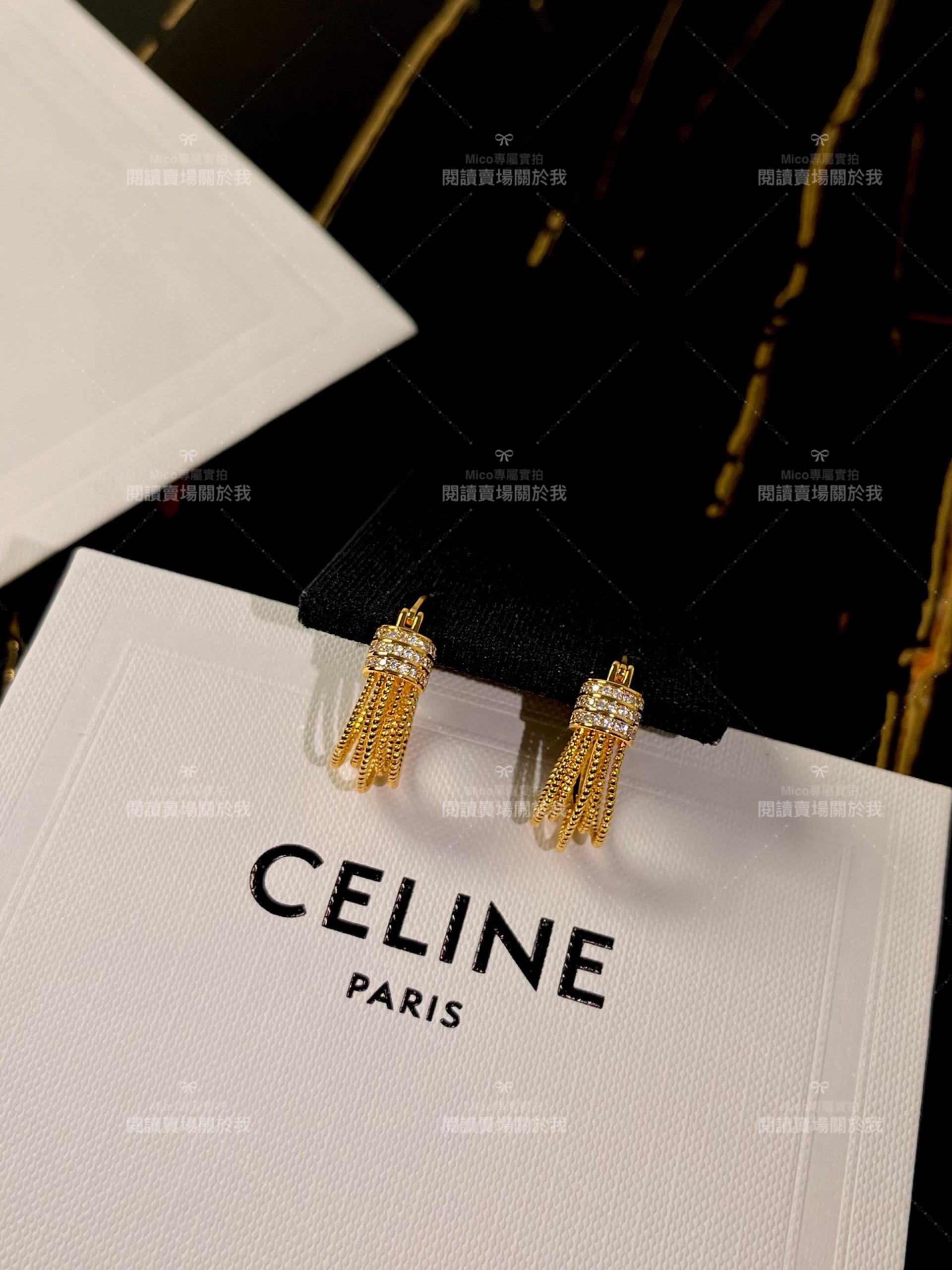 Celine 簡約風 金屬捆線半圈耳環/耳釘