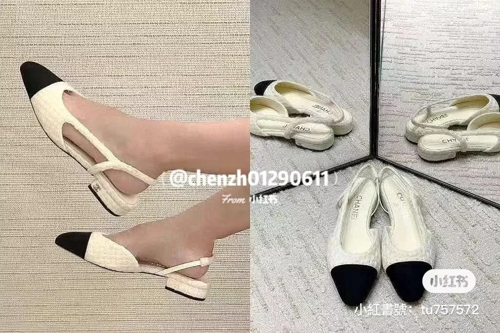 CHANEL 平底款 22k毛呢款 包頭後空繫帶 slingback系列涼鞋 女鞋 35-40