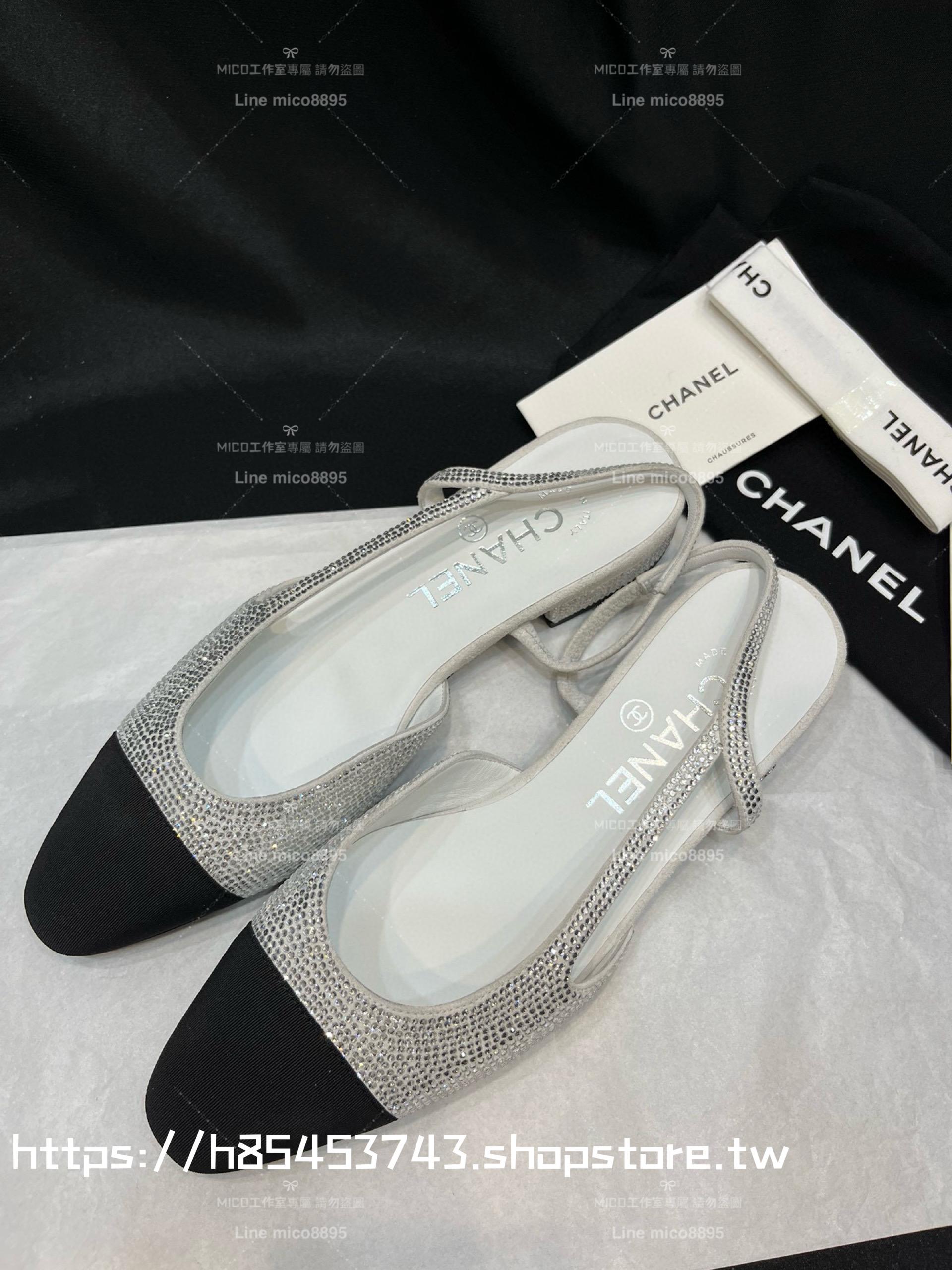 CHANEL 平底款 水鑽包頭後空繫帶 slingback系列涼鞋 女鞋 35-40