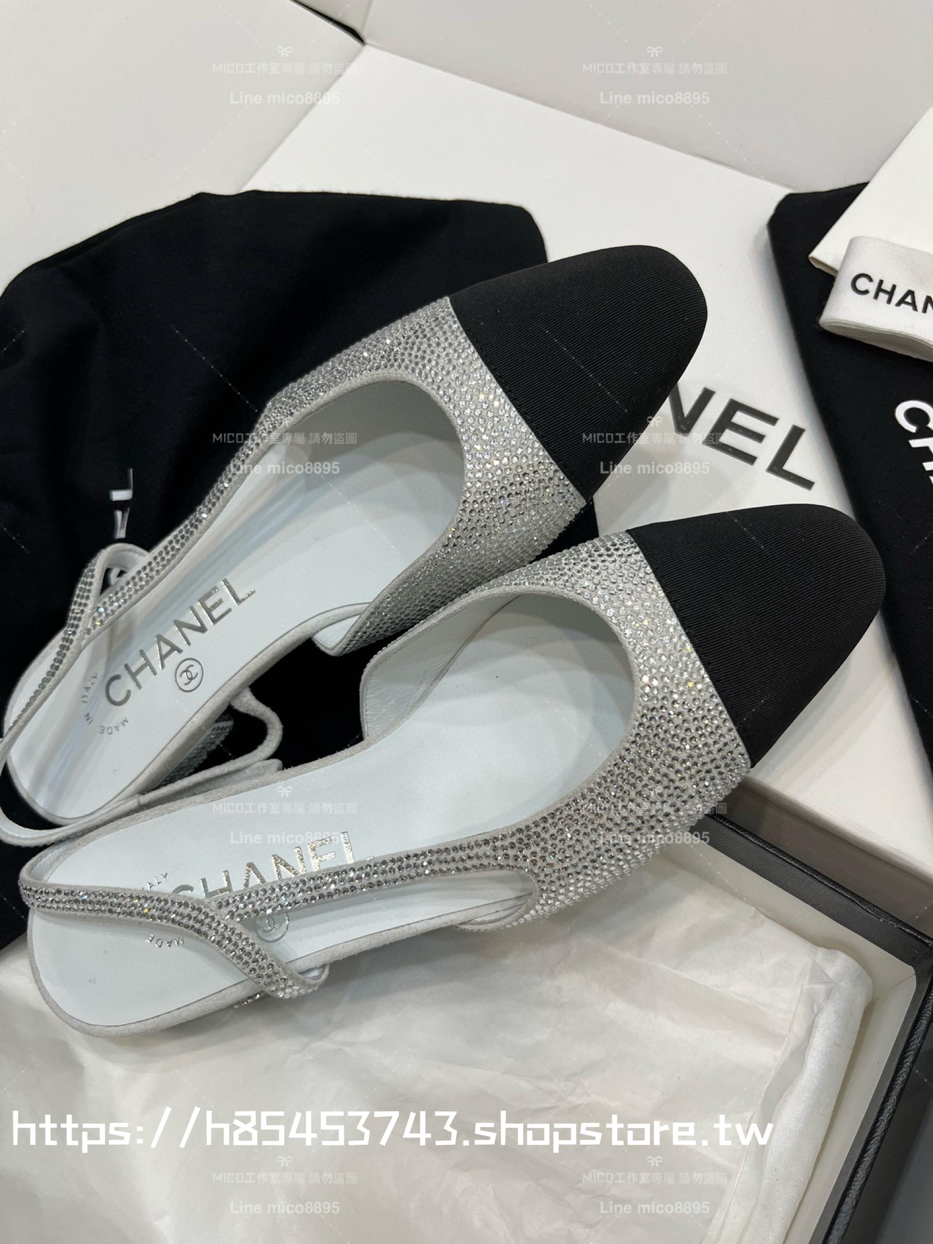 CHANEL 平底款 水鑽包頭後空繫帶 slingback系列涼鞋 女鞋 35-40