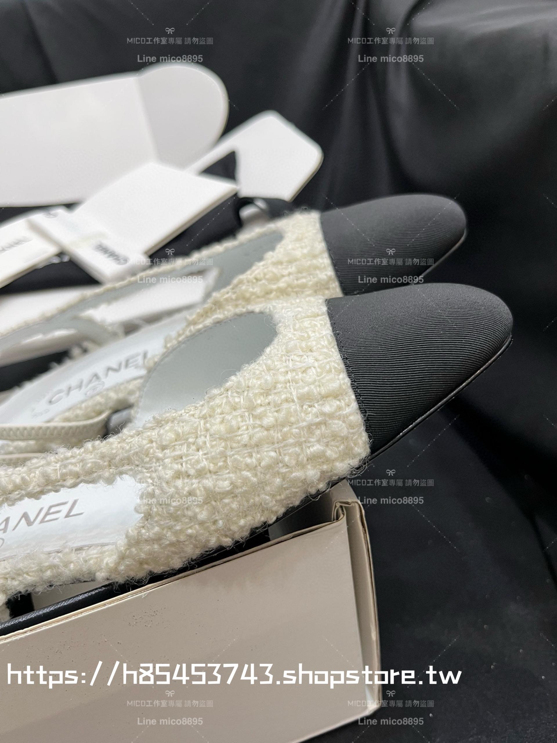 CHANEL 平底款 22k毛呢款 包頭後空繫帶 slingback系列涼鞋 女鞋 35-40