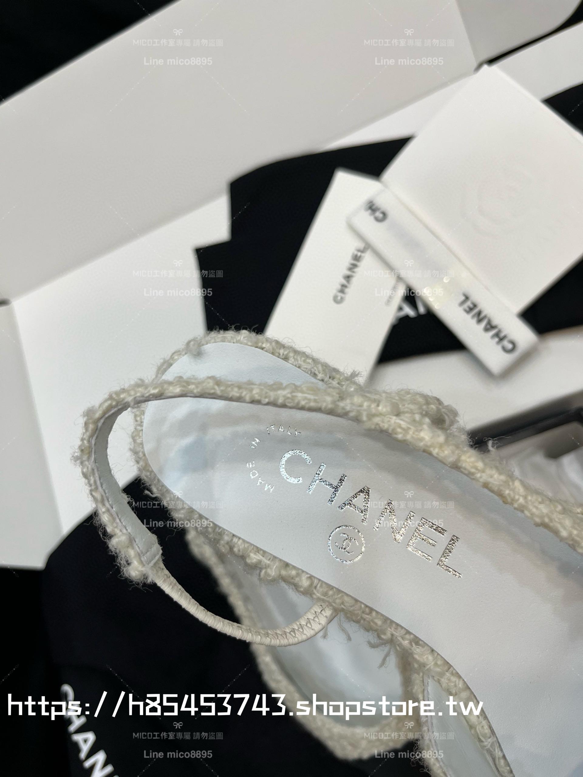 CHANEL 平底款 22k毛呢款 包頭後空繫帶 slingback系列涼鞋 女鞋 35-40