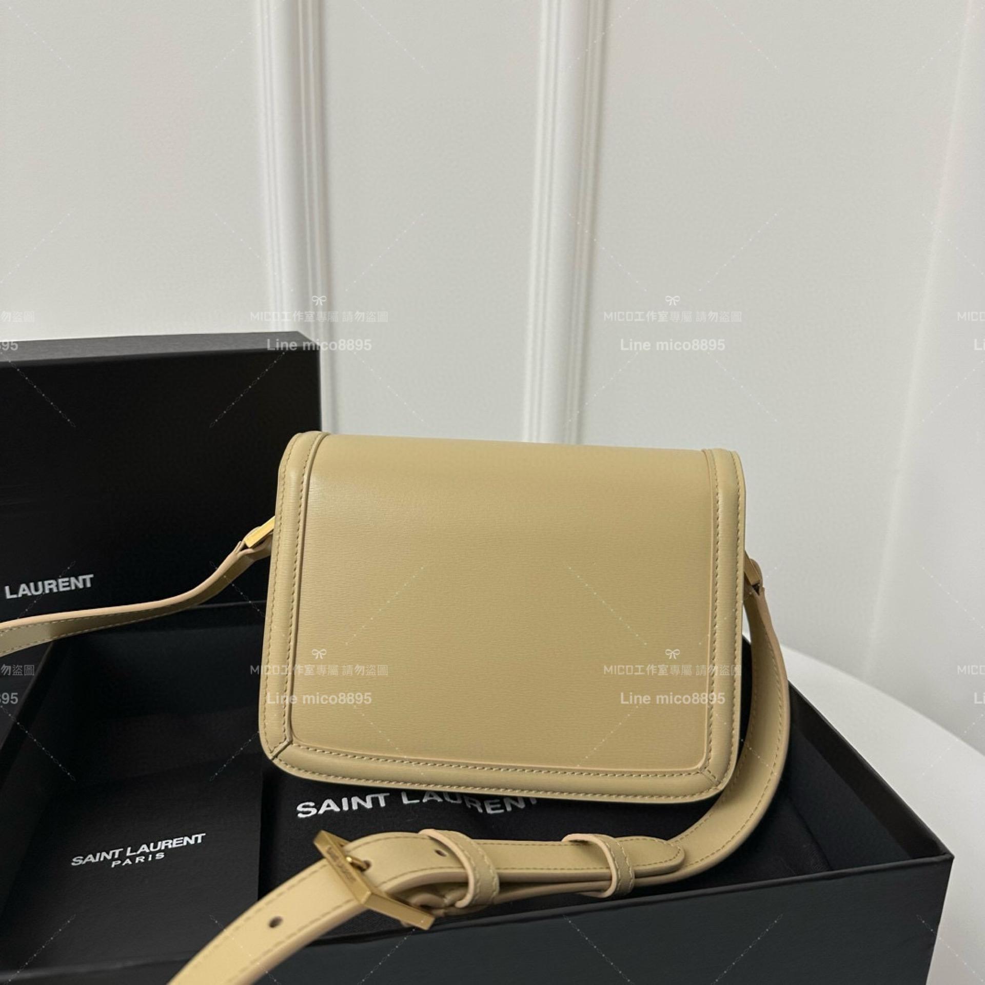 YSL Saint Laurent 杏色/金釦 郵差包 Solferino Box Small Satchel Bag 19cm 豆腐包 斜跨包