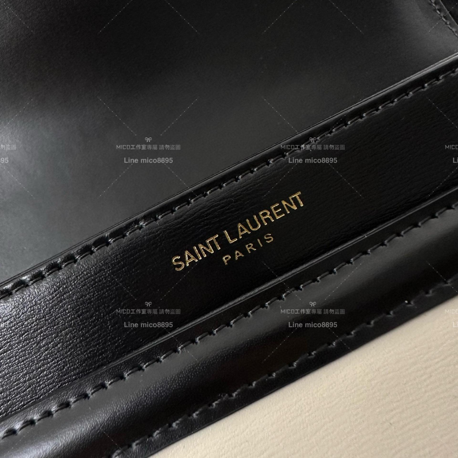 YSL Saint Laurent 黑白拼色/金釦 郵差包 Solferino Box Small Satchel Bag 19cm 豆腐包 斜跨包