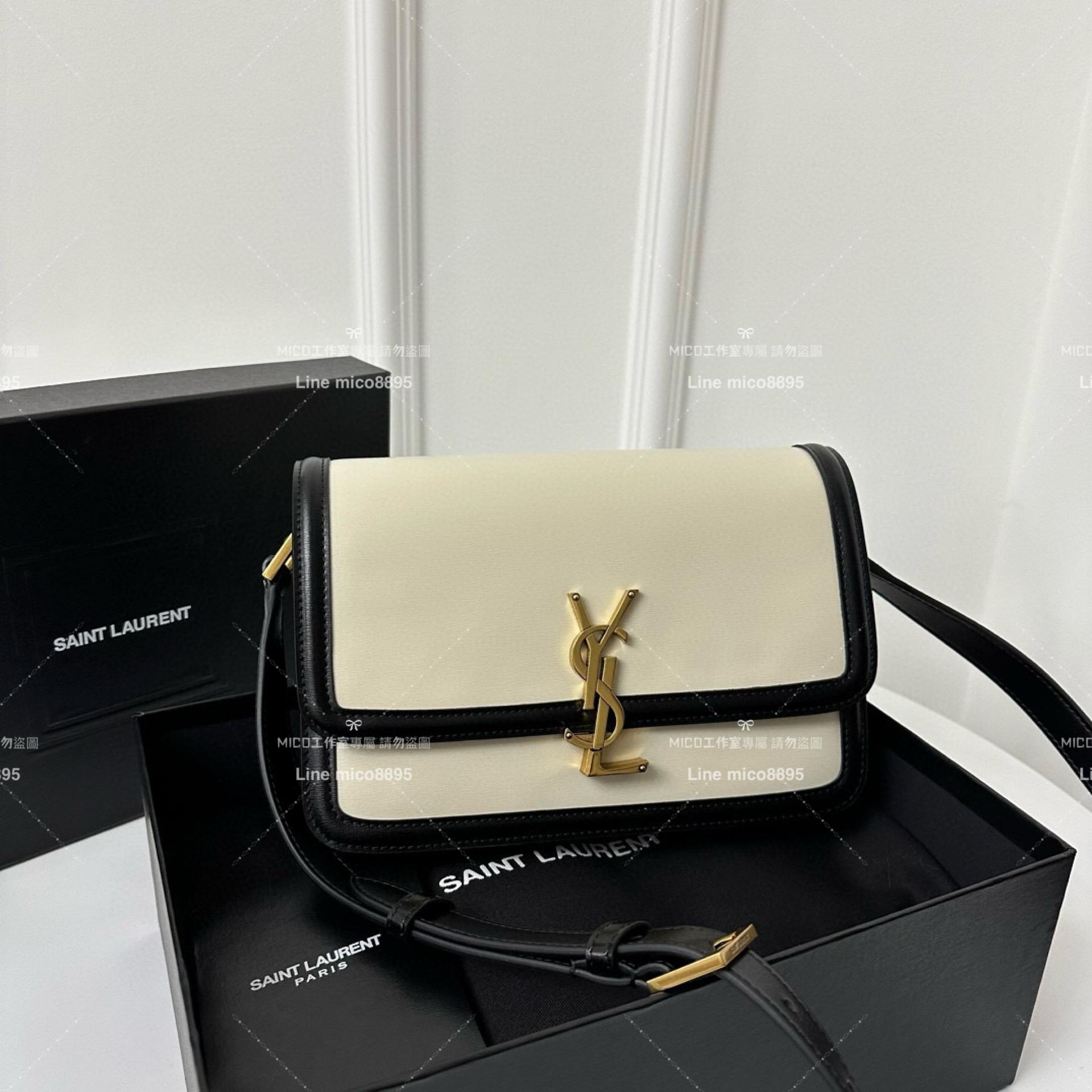 YSL Saint Laurent 拼色款/金釦/中號 郵差包 Solferino Box Satchel Bag 23cm 豆腐包 斜跨包