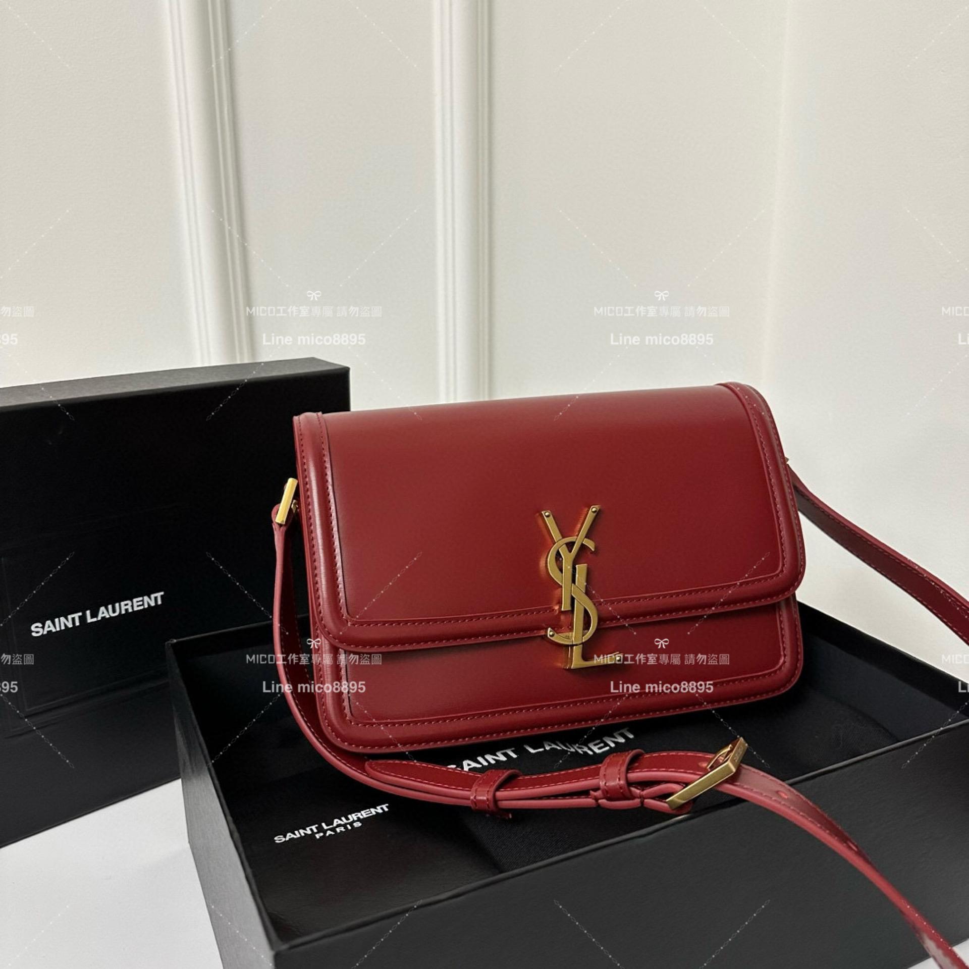 YSL Saint Laurent 國旗紅/金釦/中號 郵差包 Solferino Box Satchel Bag 23cm 豆腐包 斜跨包