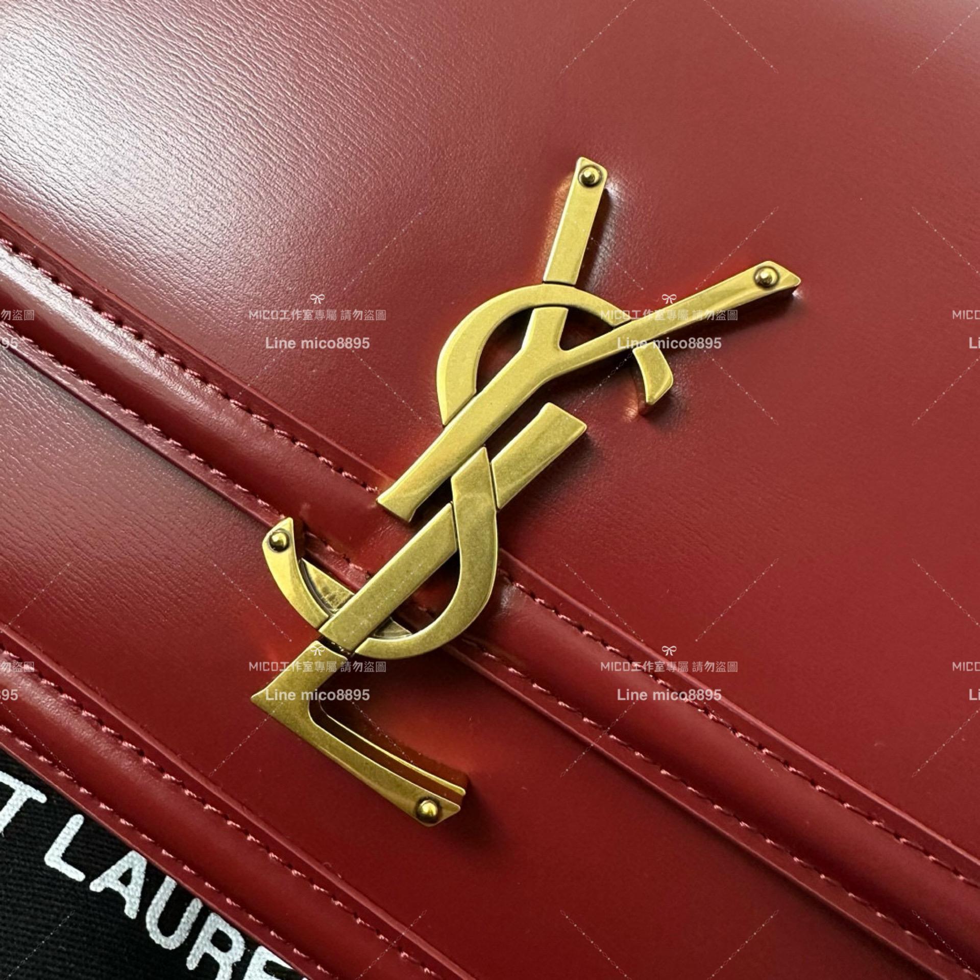 YSL Saint Laurent 國旗紅/金釦/中號 郵差包 Solferino Box Satchel Bag 23cm 豆腐包 斜跨包