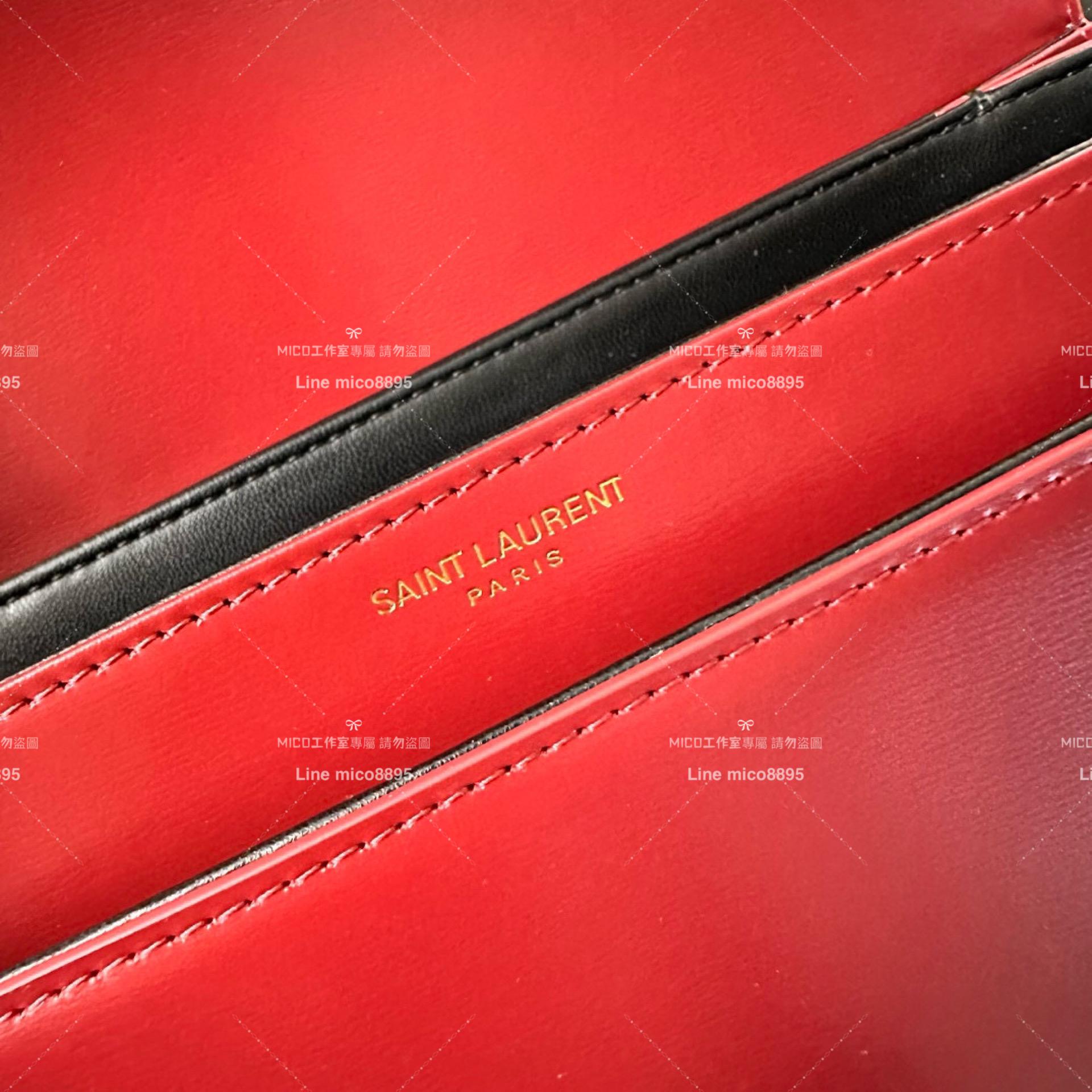 YSL Saint Laurent 國旗紅/金釦/中號 郵差包 Solferino Box Satchel Bag 23cm 豆腐包 斜跨包