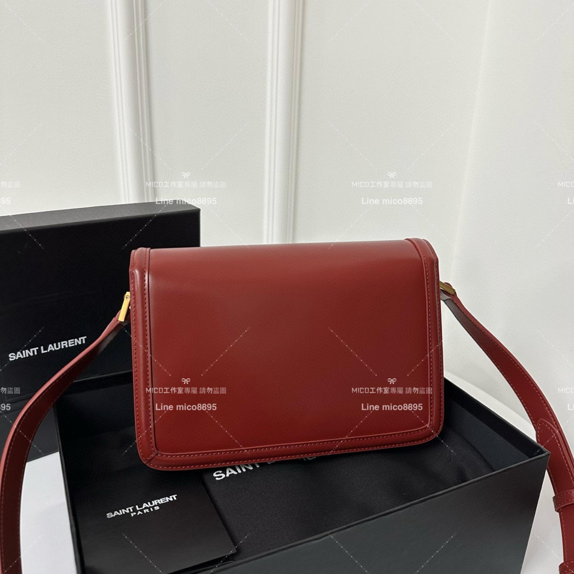 YSL Saint Laurent 國旗紅/金釦/中號 郵差包 Solferino Box Satchel Bag 23cm 豆腐包 斜跨包