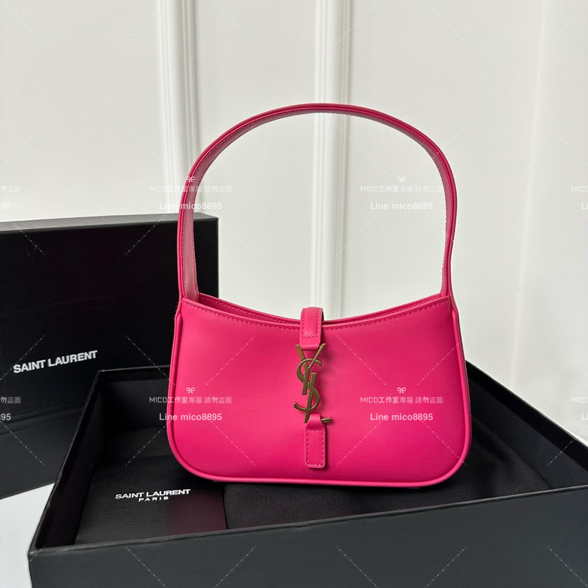 YSL 聖羅蘭 Saint Laurent 玫紅色mini款 19cm LE 5 À 7# Le5a7 Hobo腋下包/手提包