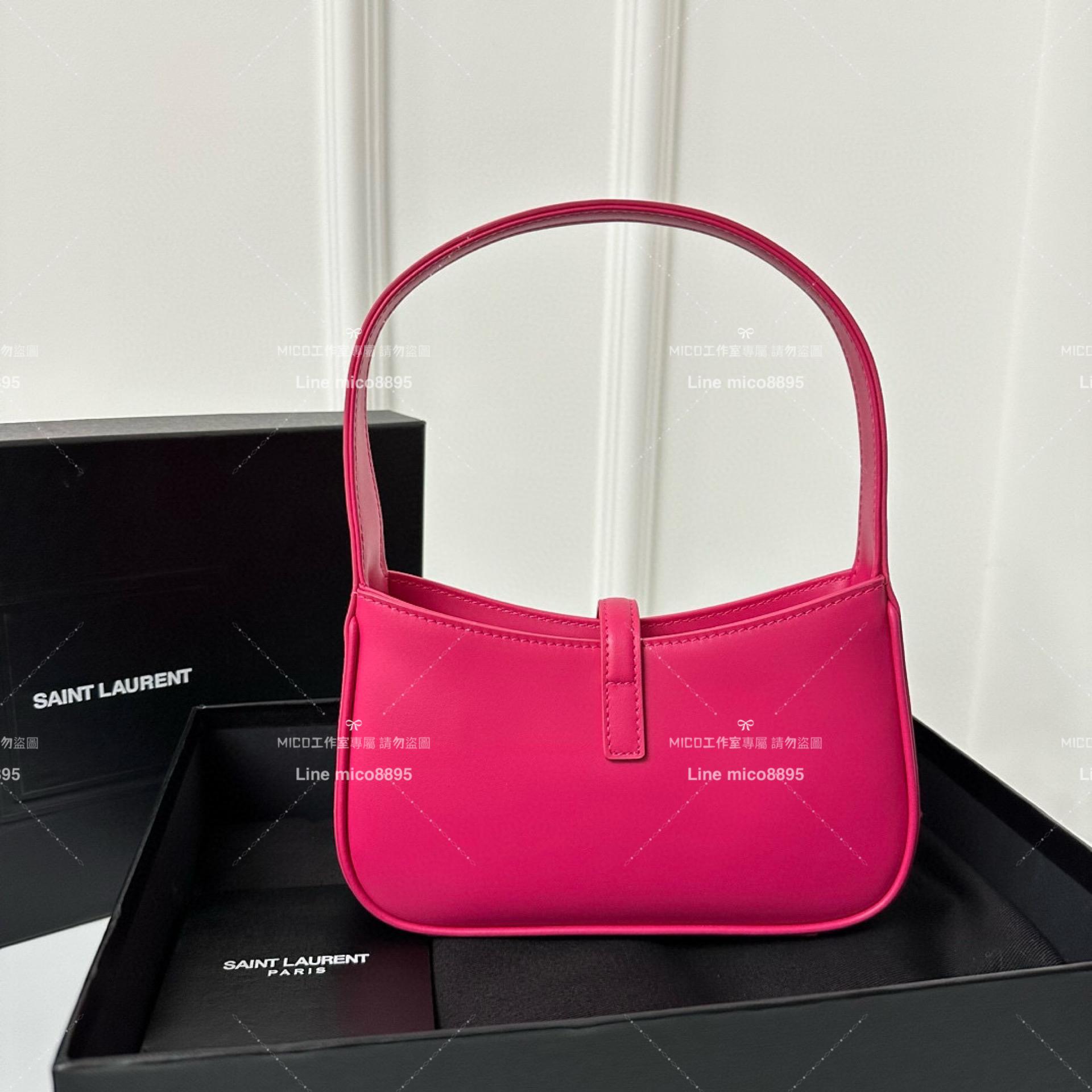 YSL 聖羅蘭 Saint Laurent 玫紅色mini款 19cm LE 5 À 7# Le5a7 Hobo腋下包/手提包