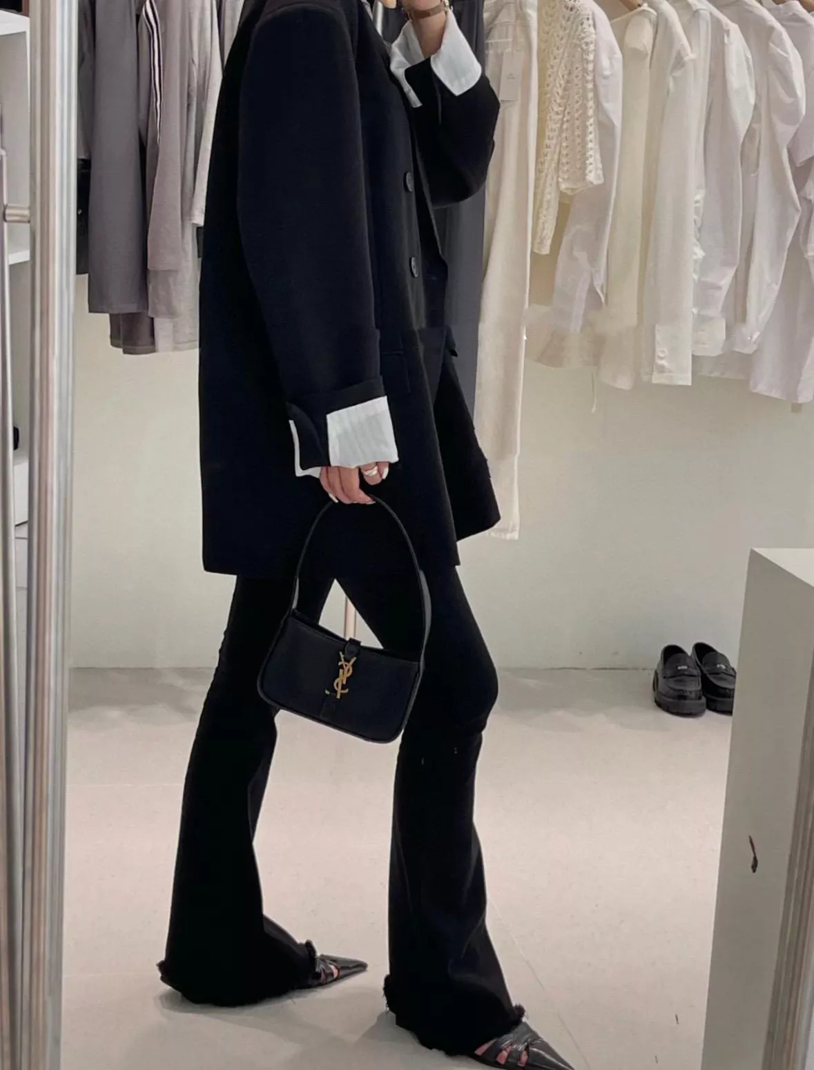 YSL 聖羅蘭 Saint Laurent 黑色mini款 19cm LE 5 À 7# Le5a7 Hobo腋下包/手提包