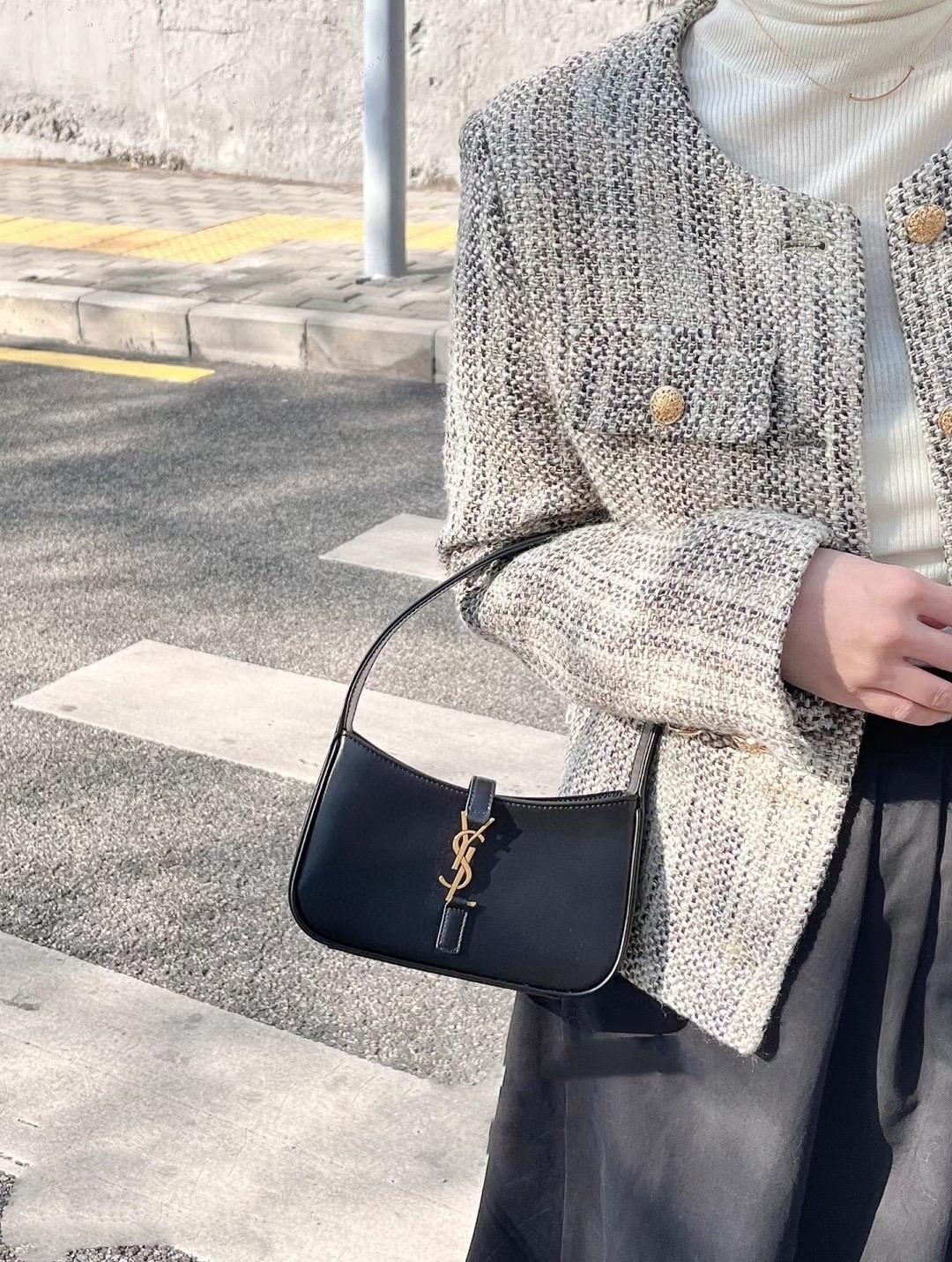YSL 聖羅蘭 Saint Laurent 黑色mini款 19cm LE 5 À 7# Le5a7 Hobo腋下包/手提包