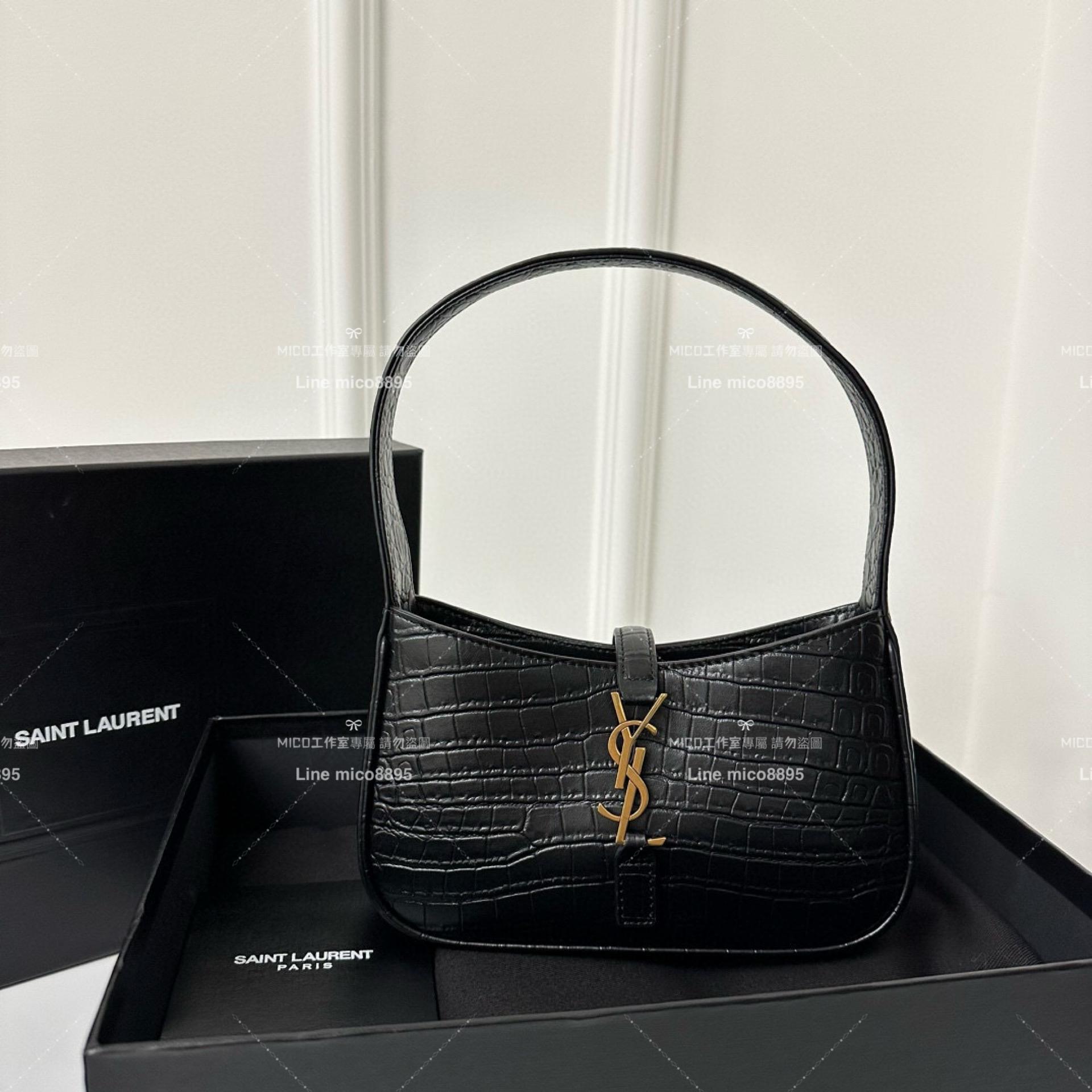 YSL 聖羅蘭 Saint Laurent 鱷魚壓紋 mini款 19cm LE 5 À 7# Le5a7 Hobo腋下包/手提包