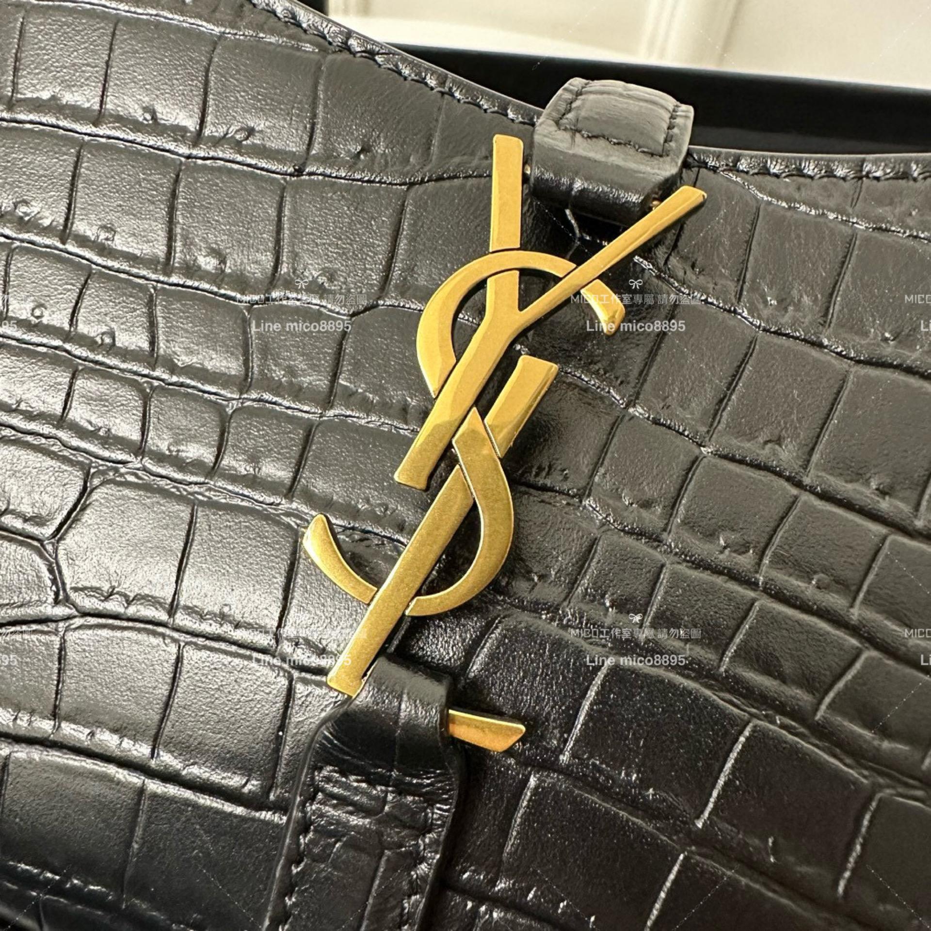 YSL 聖羅蘭 Saint Laurent 鱷魚壓紋 mini款 19cm LE 5 À 7# Le5a7 Hobo腋下包/手提包