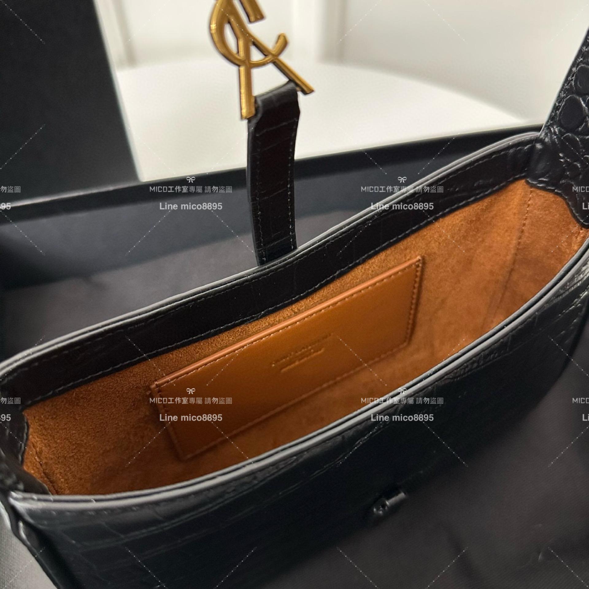 YSL 聖羅蘭 Saint Laurent 鱷魚壓紋 mini款 19cm LE 5 À 7# Le5a7 Hobo腋下包/手提包