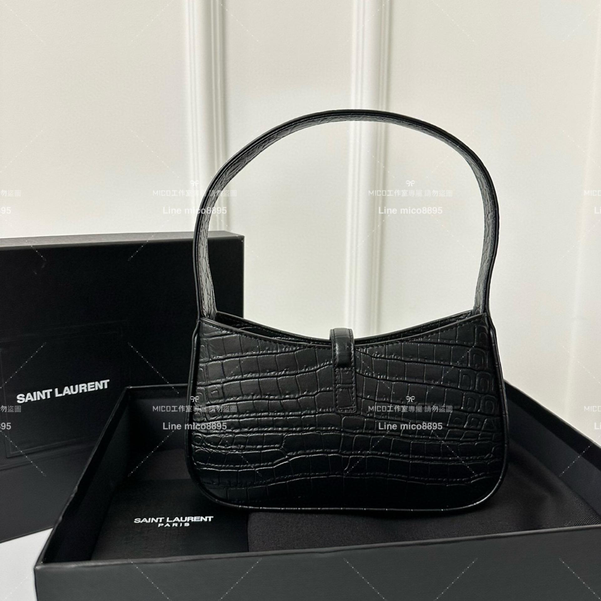 YSL 聖羅蘭 Saint Laurent 鱷魚壓紋 mini款 19cm LE 5 À 7# Le5a7 Hobo腋下包/手提包