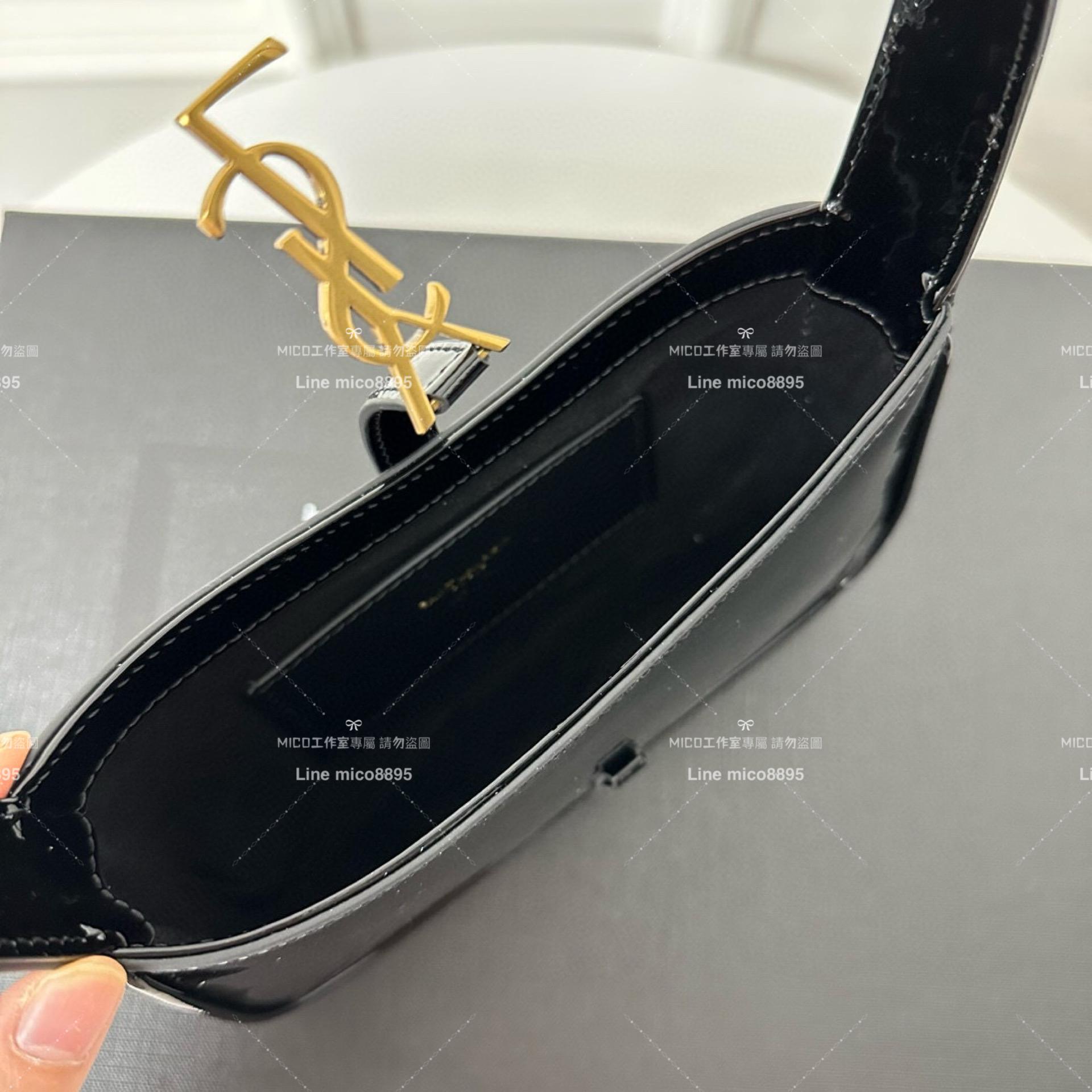 YSL 聖羅蘭 Saint Laurent 黑色漆皮mini款 19cm LE 5 À 7# Le5a7 Hobo腋下包/手提包