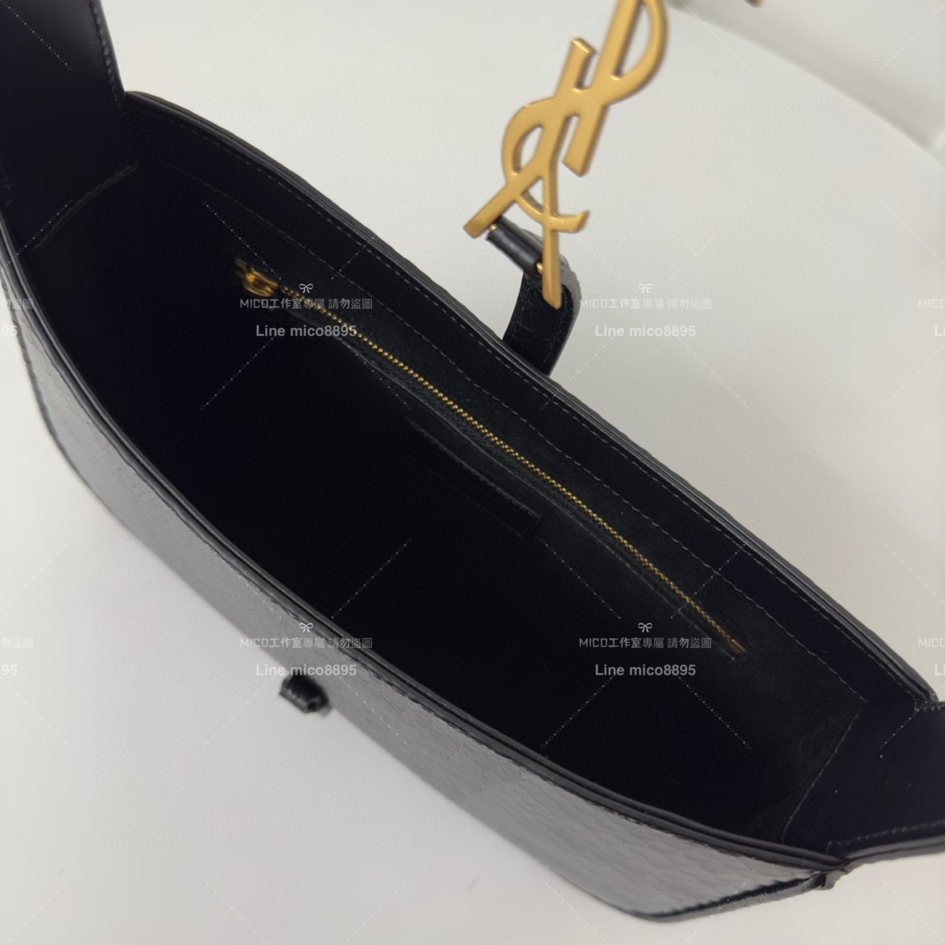 YSL Saint Laurent 聖羅蘭 黑色蛇紋款 LE 5 À 7# Le5a7 Hobo腋下包/手提包 24cm