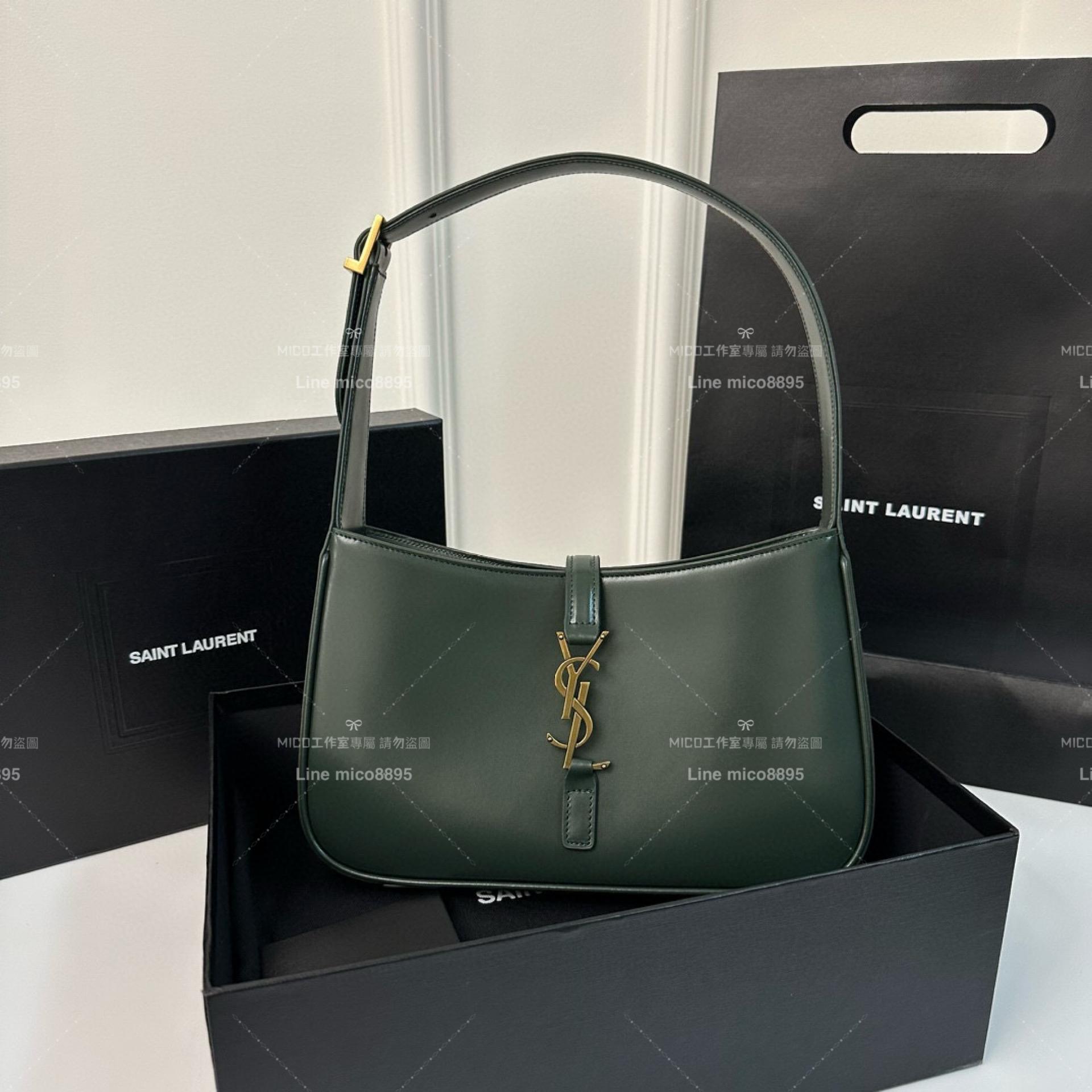 YSL Saint Laurent 聖羅蘭 LE 5 À 7#深綠色 Le5a7 Hobo腋下包/手提包 24cm