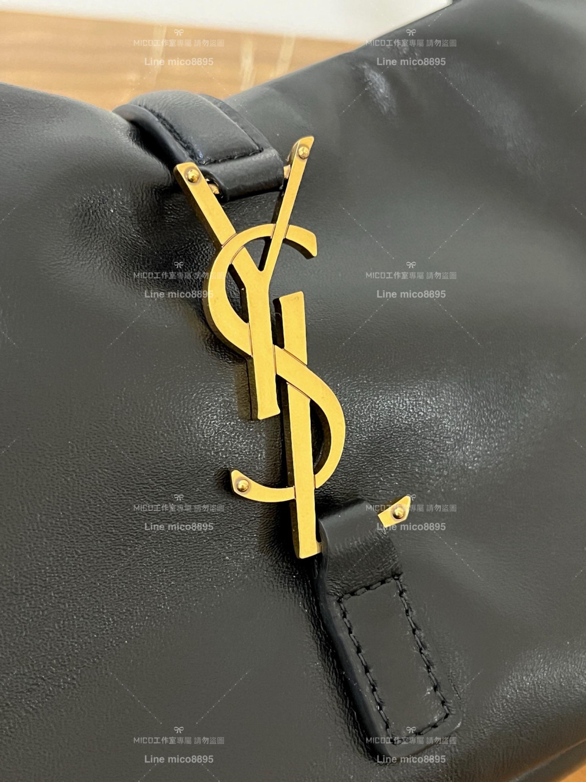 YSL Saint Laurent 聖羅蘭 羊皮款/黑金LE 5 À 7# Le5a7 Hobo腋下包/手提包 24cm