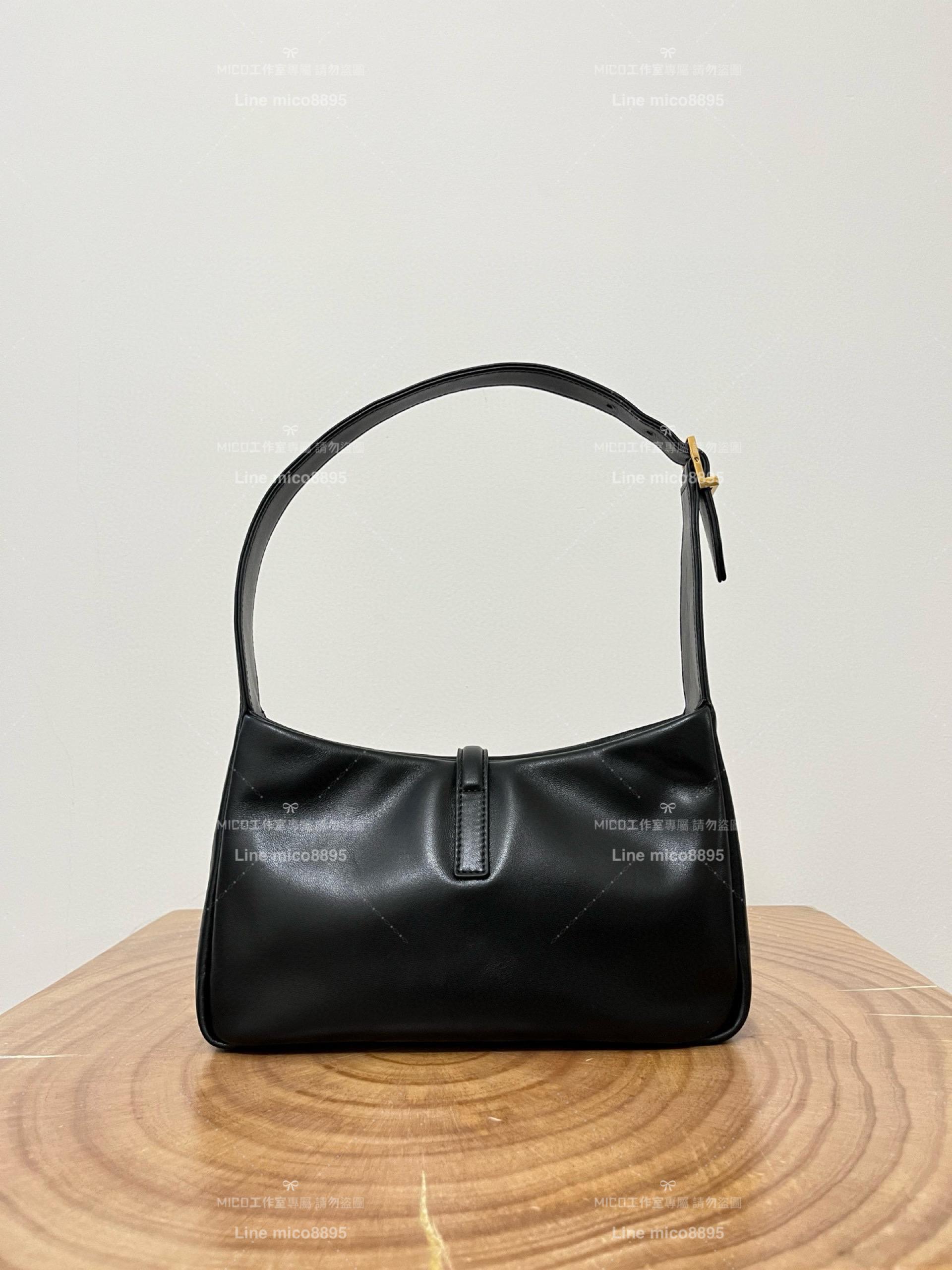 YSL Saint Laurent 聖羅蘭 羊皮款/黑金LE 5 À 7# Le5a7 Hobo腋下包/手提包 24cm