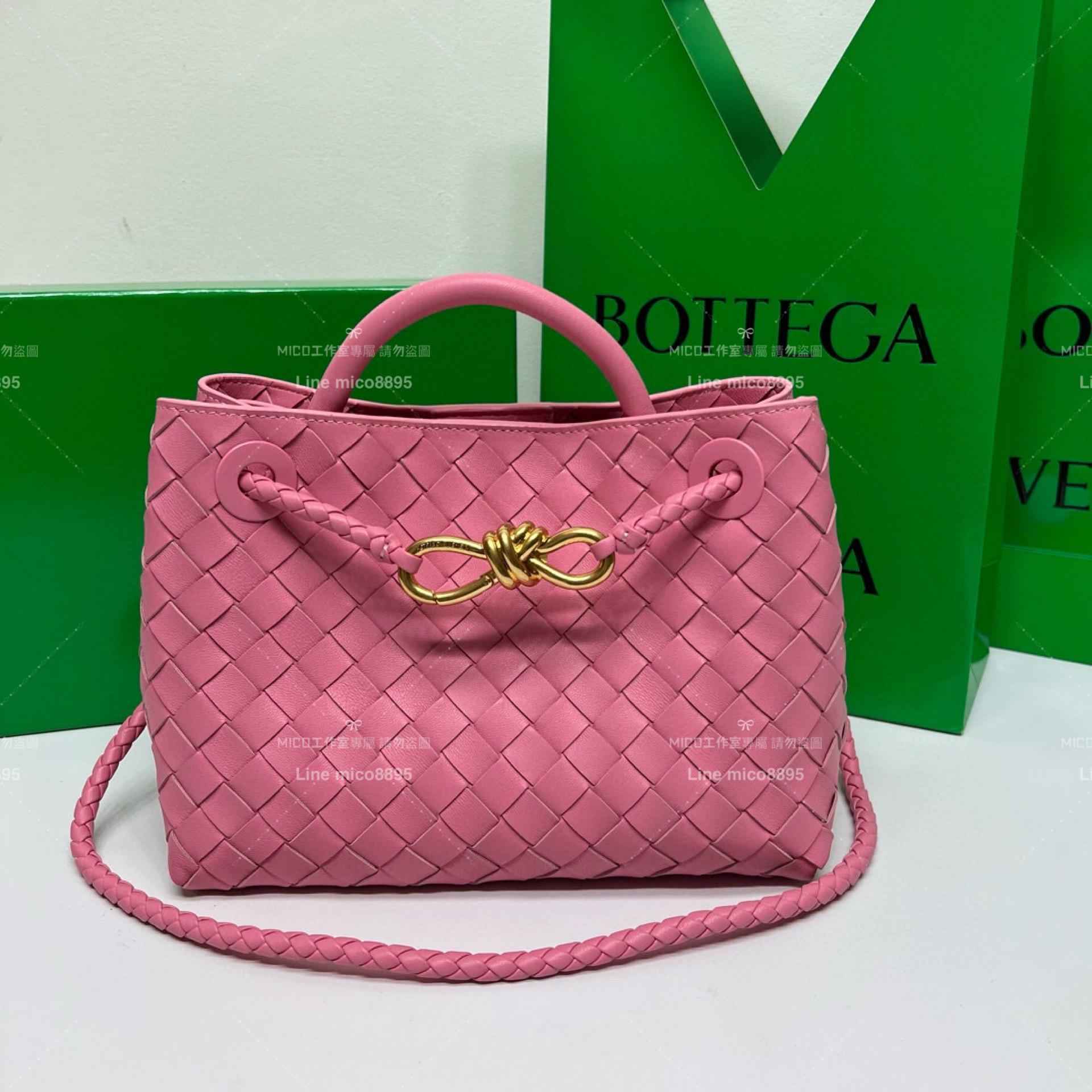 BOTTEGA VENETA 老錢風 BV 編織羊皮 SMALL小號 ANDIAMO 編織包手袋 25cm 限定色/糖果粉