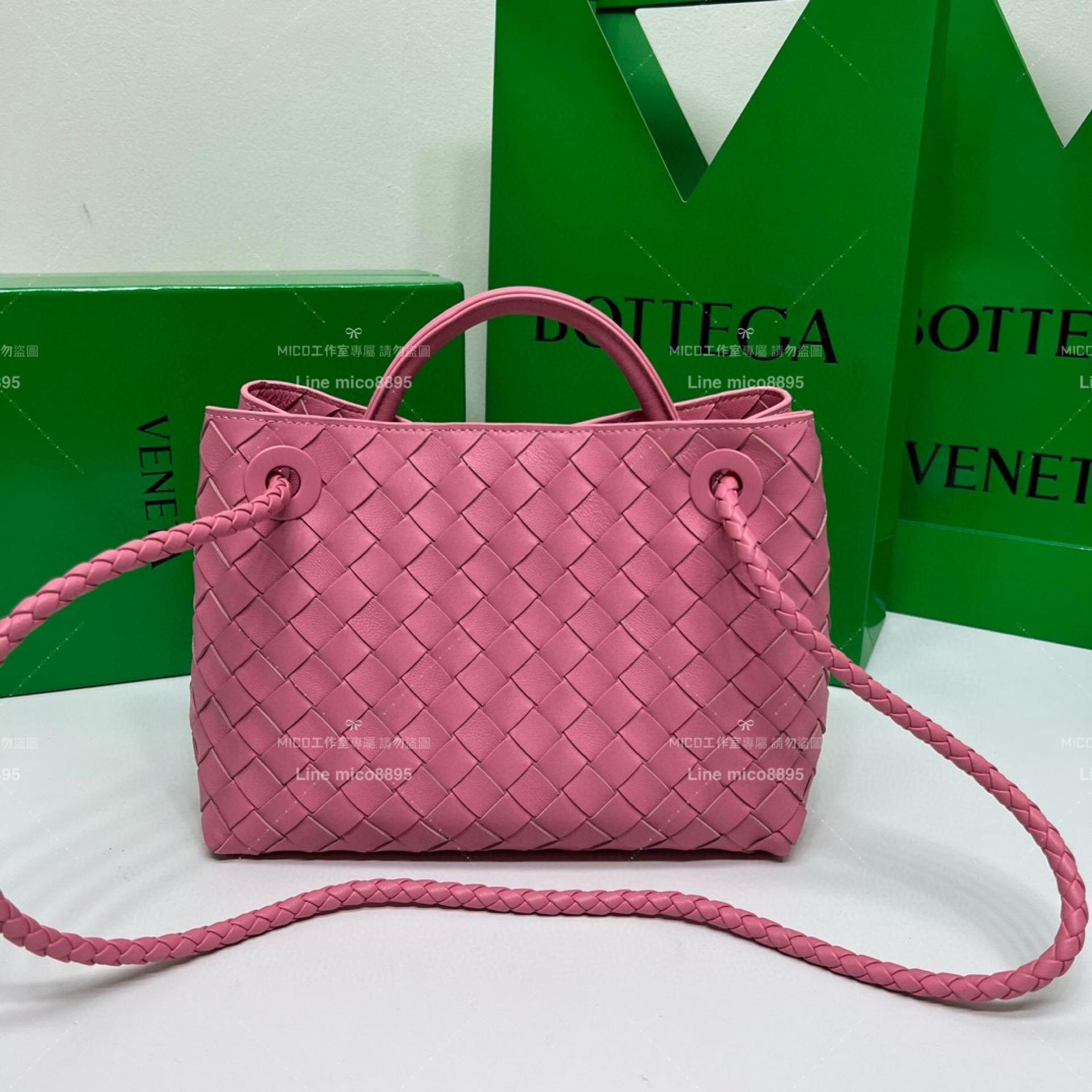 BOTTEGA VENETA 老錢風 BV 編織羊皮 SMALL小號 ANDIAMO 編織包手袋 25cm 限定色/糖果粉