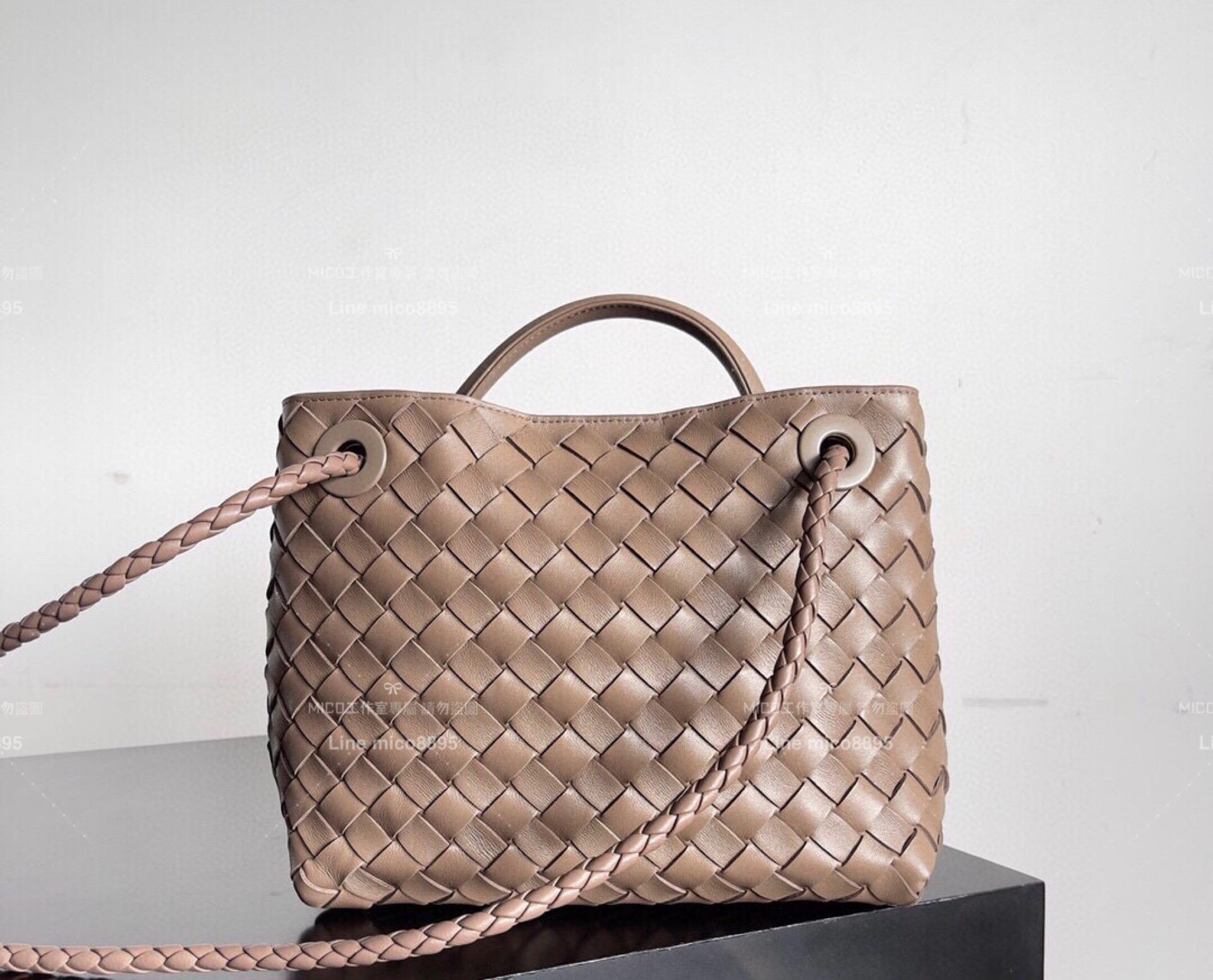 BOTTEGA VENETA 編織羊皮 犬威瑪色 灰褐色 SMALL小號 ANDIAMO 編織包手袋 25cm