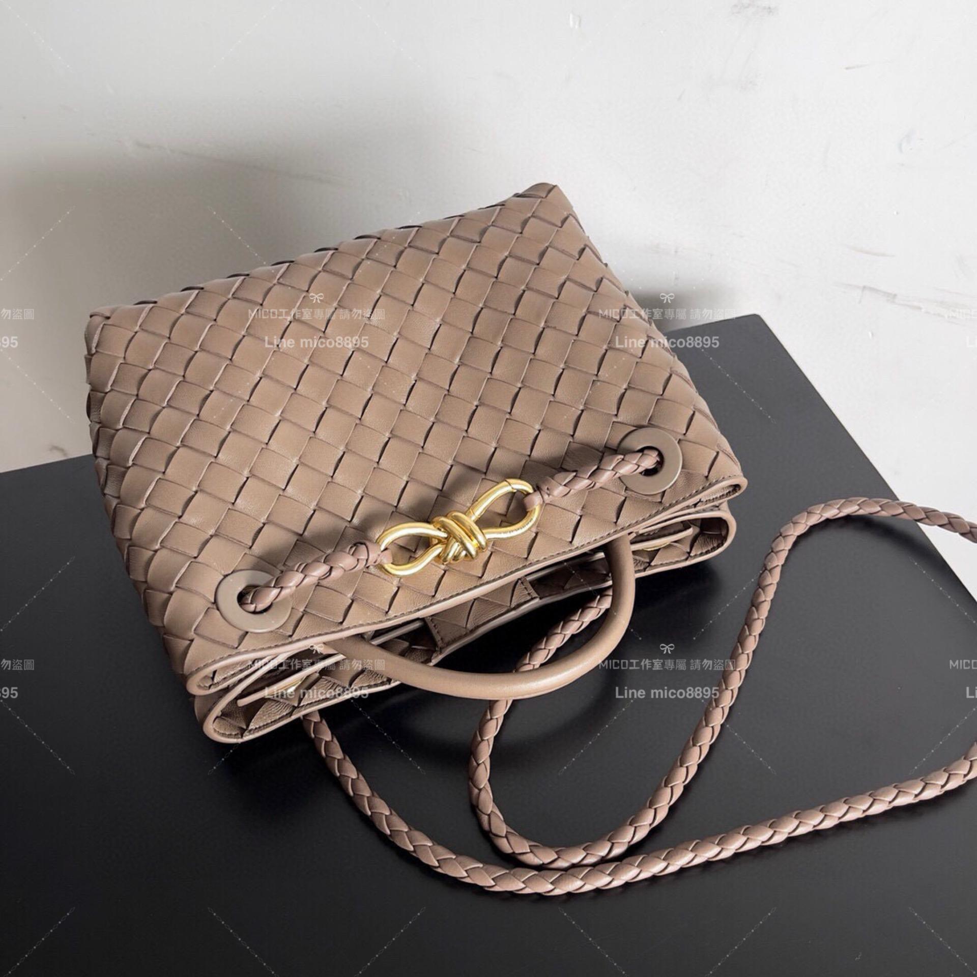 BOTTEGA VENETA 編織羊皮 犬威瑪色 灰褐色 SMALL小號 ANDIAMO 編織包手袋 25cm