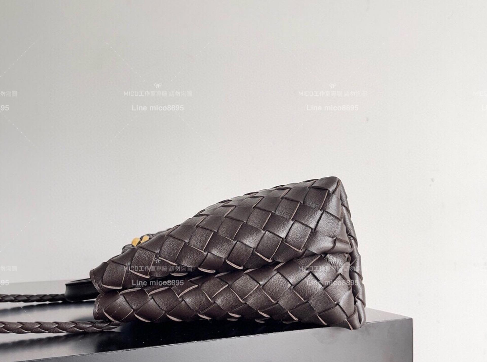 BOTTEGA VENETA 巧克力棕編織羊皮 SMALL小號 ANDIAMO 編織包手袋 25cm 通勤包