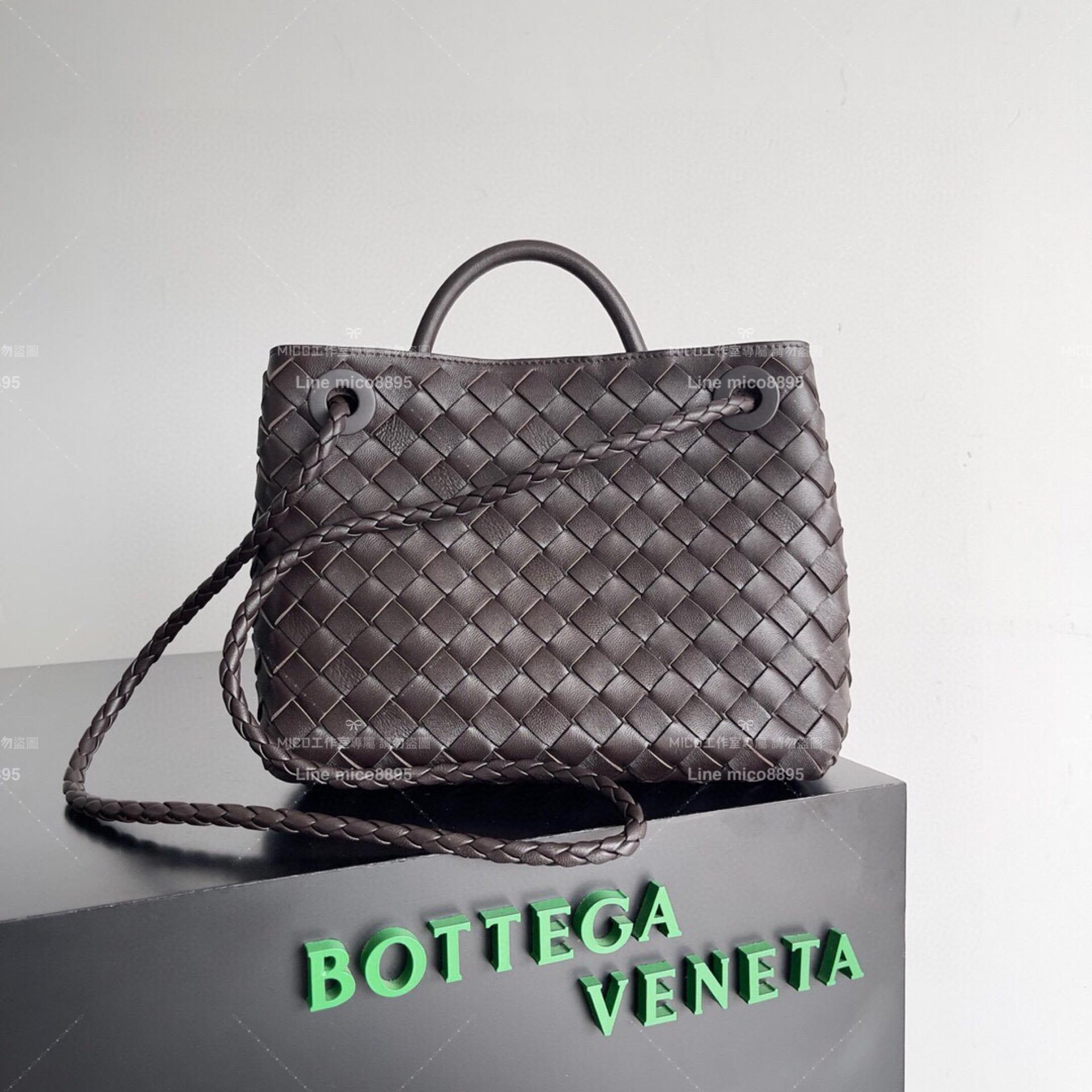 BOTTEGA VENETA 巧克力棕編織羊皮 SMALL小號 ANDIAMO 編織包手袋 25cm 通勤包