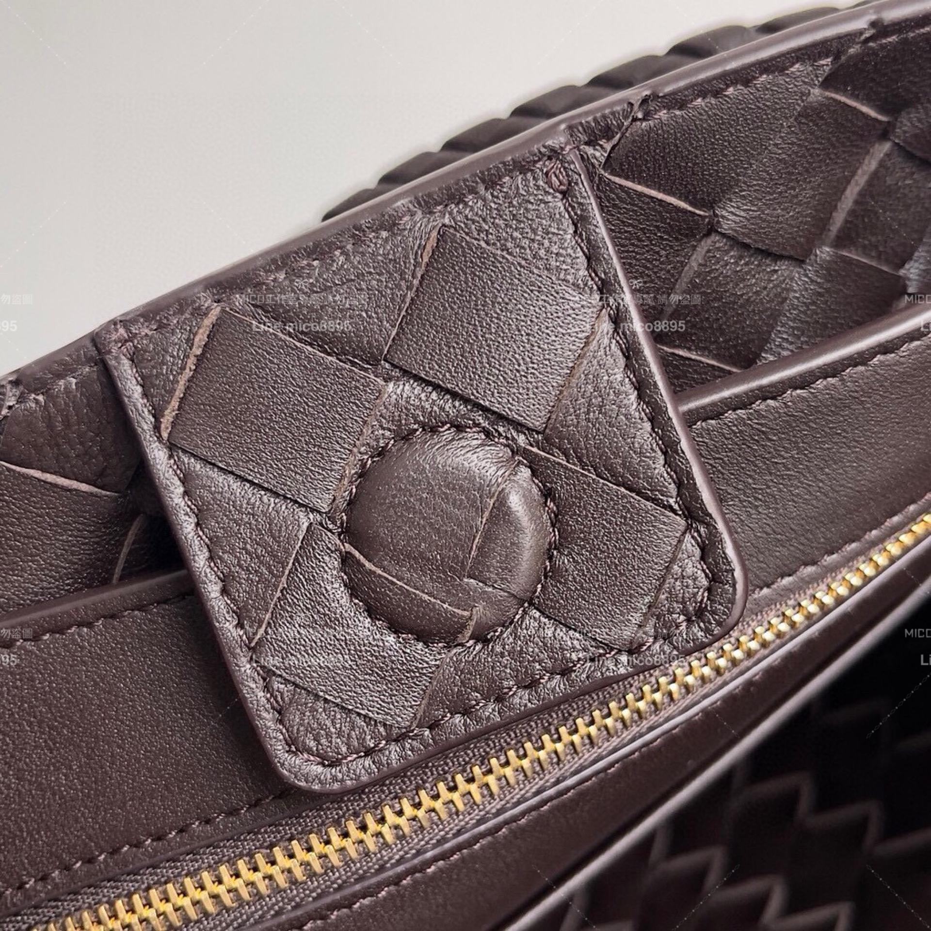 BOTTEGA VENETA 巧克力棕編織羊皮 SMALL小號 ANDIAMO 編織包手袋 25cm 通勤包