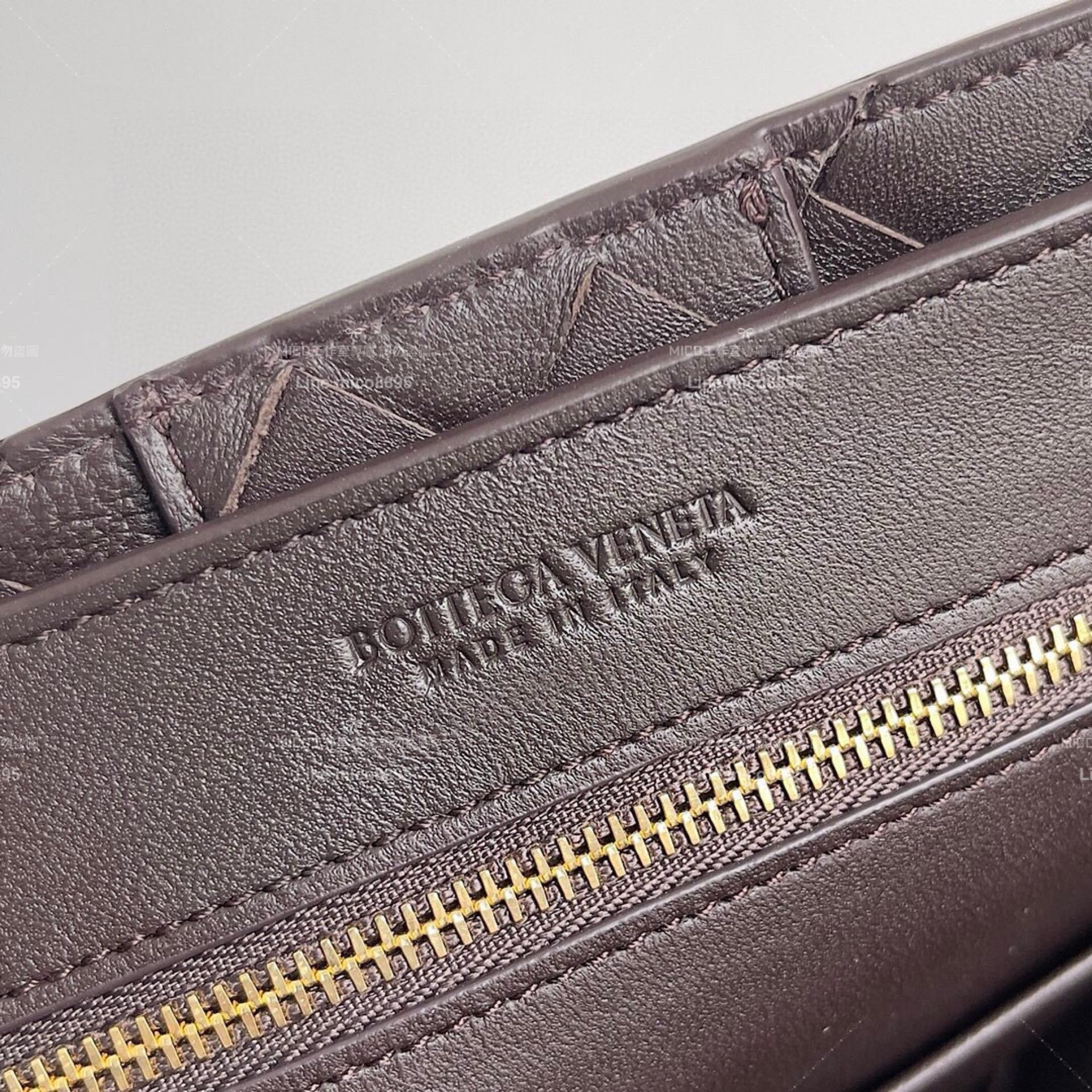 BOTTEGA VENETA 巧克力棕編織羊皮 SMALL小號 ANDIAMO 編織包手袋 25cm 通勤包